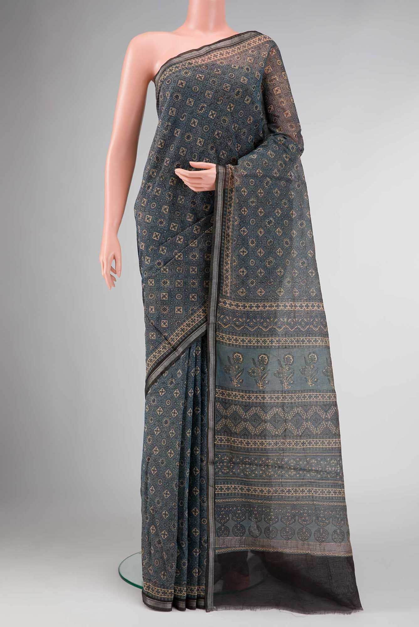 Grey Dual Tone Chanderi Silk Saree