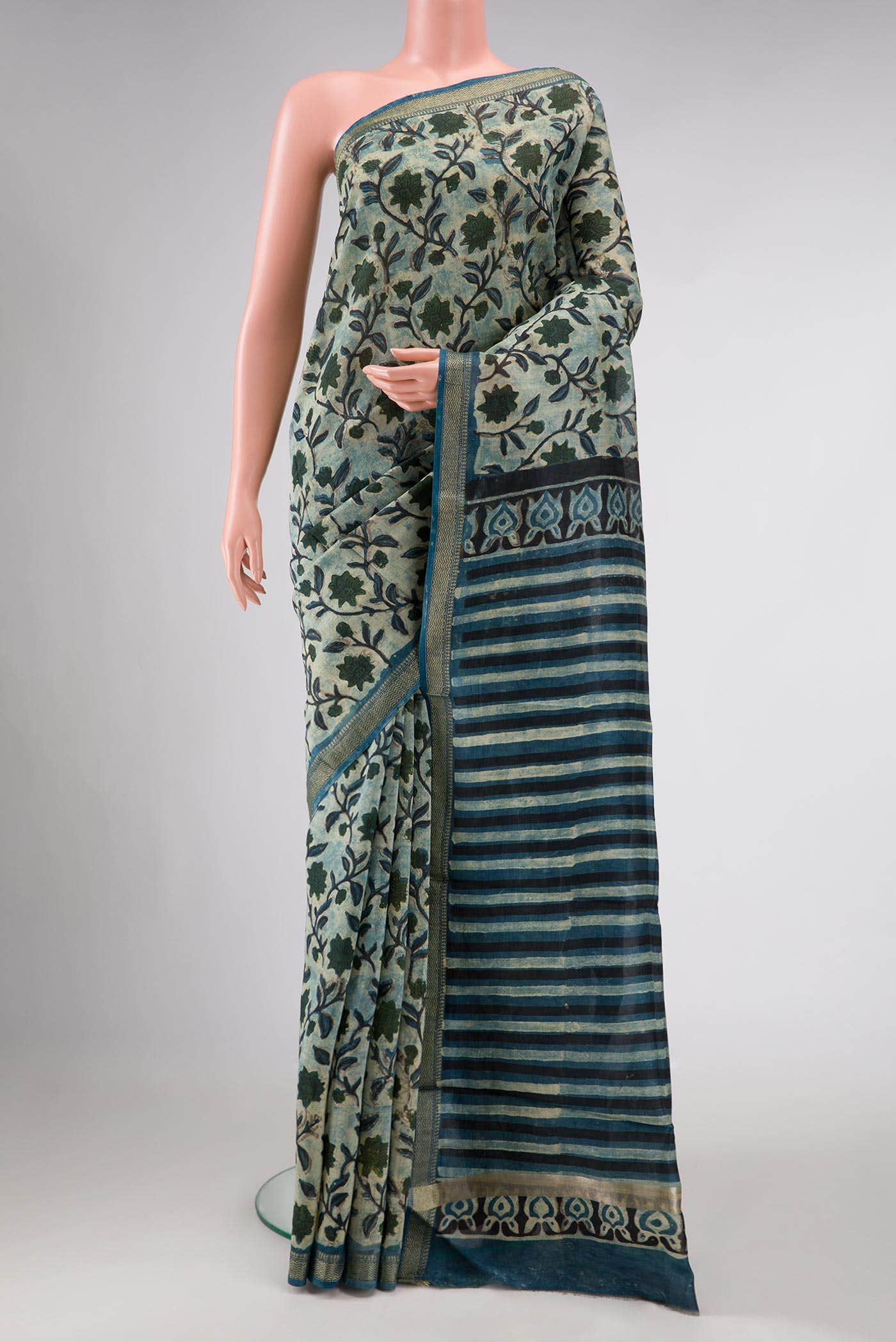 Light Blue Tussar Silk Saree