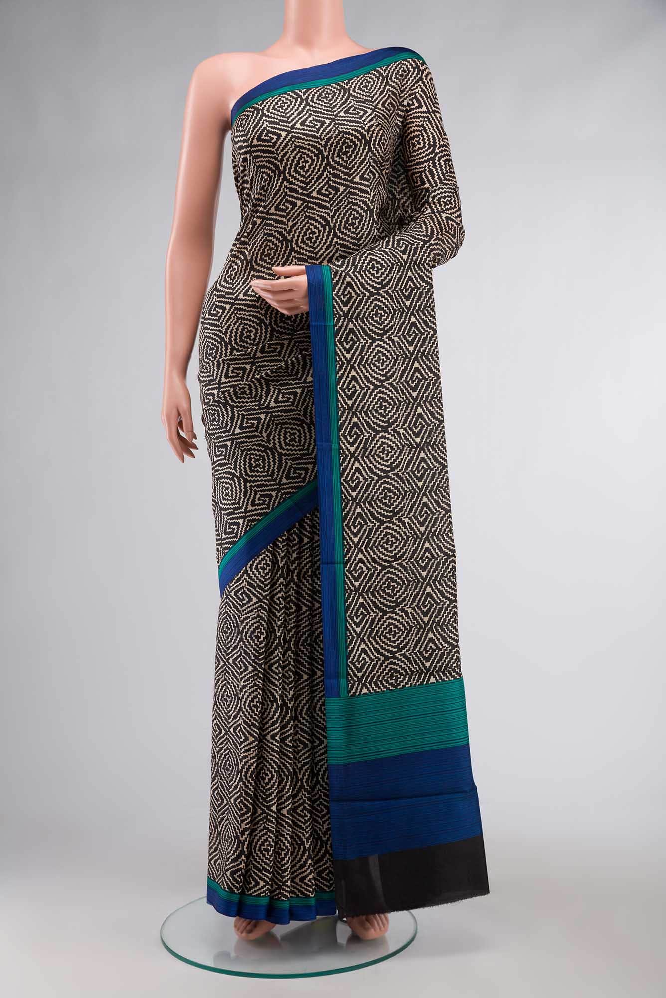 Black Printed Silk Saree
