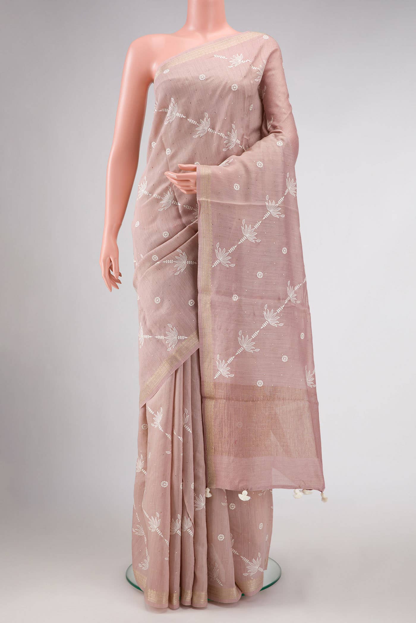 Brown Tussar Silk Saree