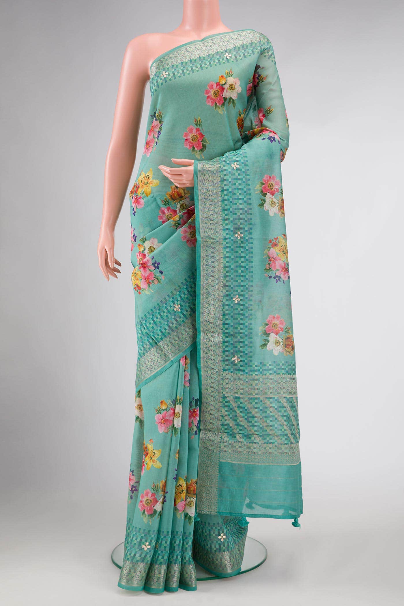 Light Green Chanderi Silk Saree