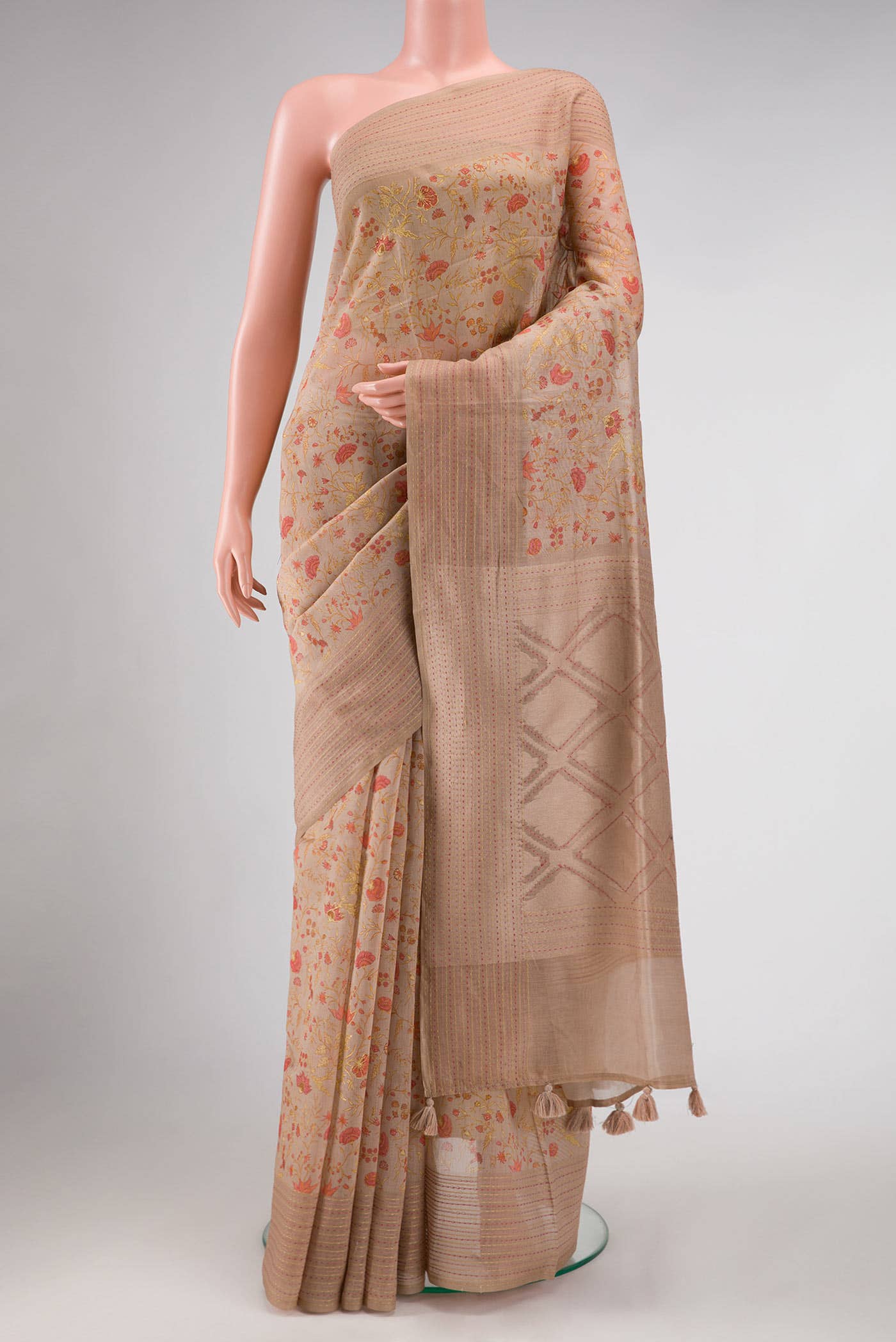 Caramel Chanderi Silk Saree
