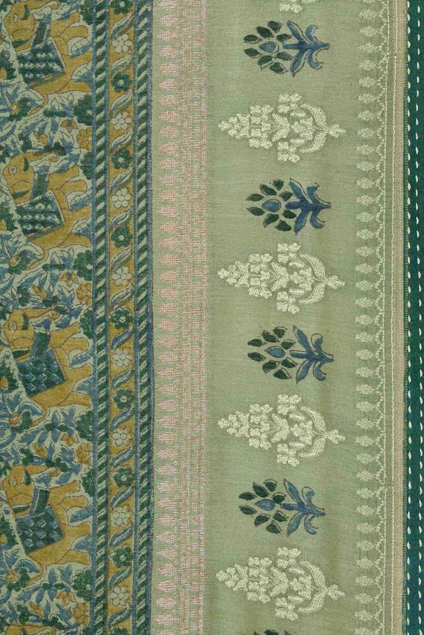 Green Tussar Silk Saree