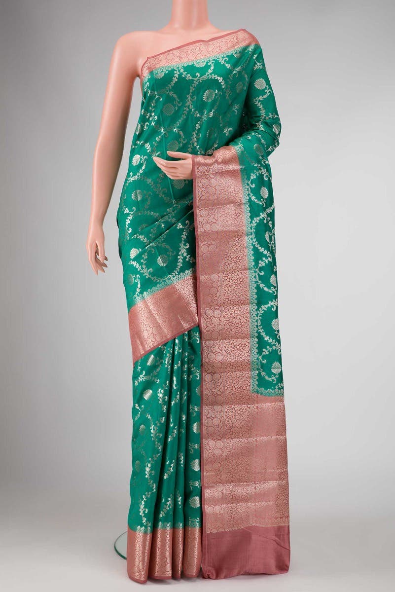 Green Dual Tone Tussar Silk Saree