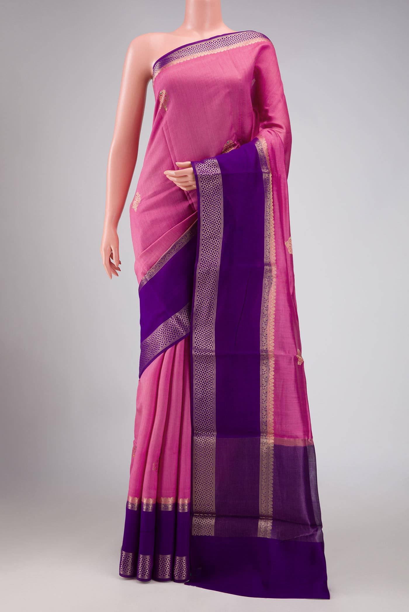 Pink Tussar Silk Saree