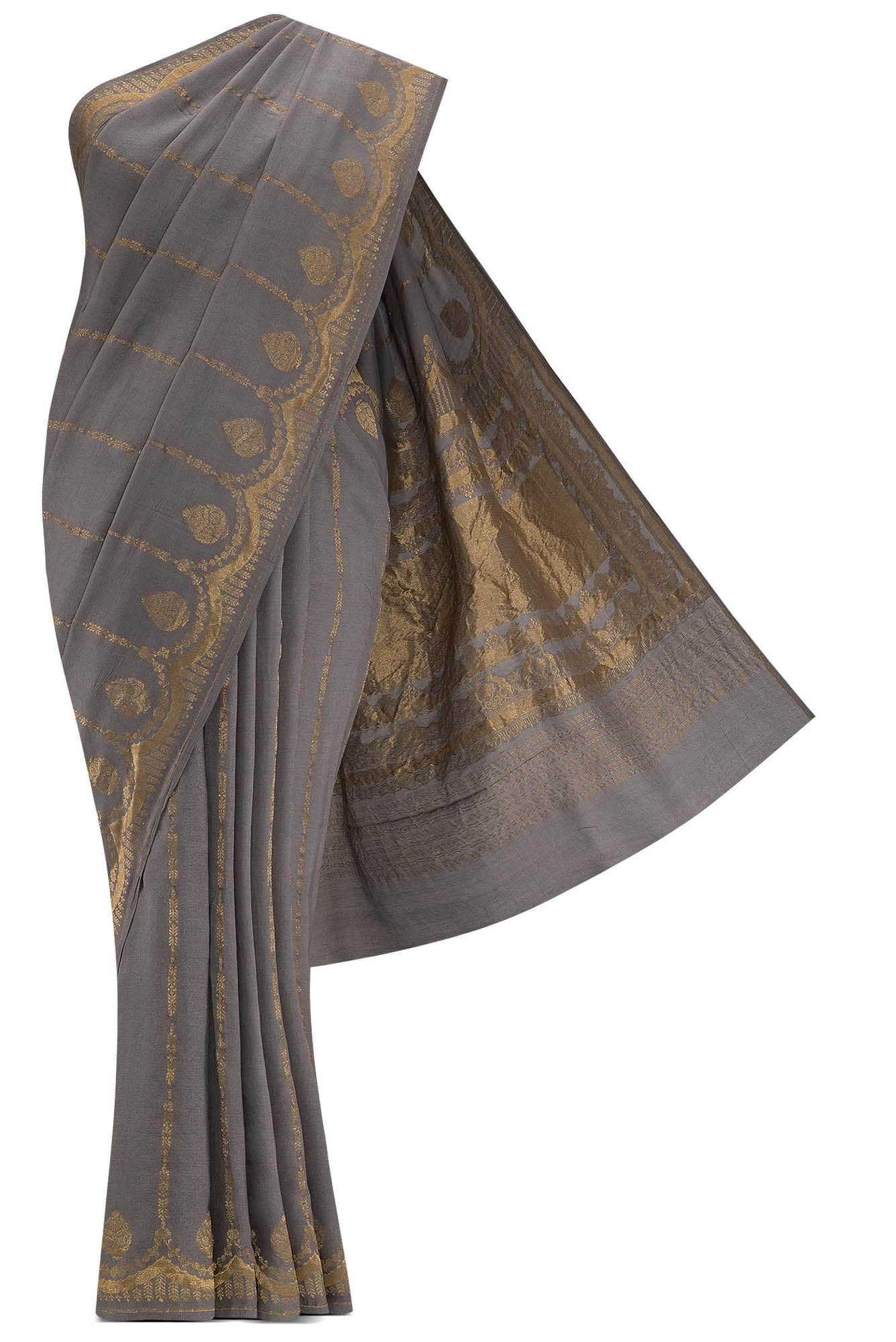 Grey Dual Tone Banarasi Georgette Saree