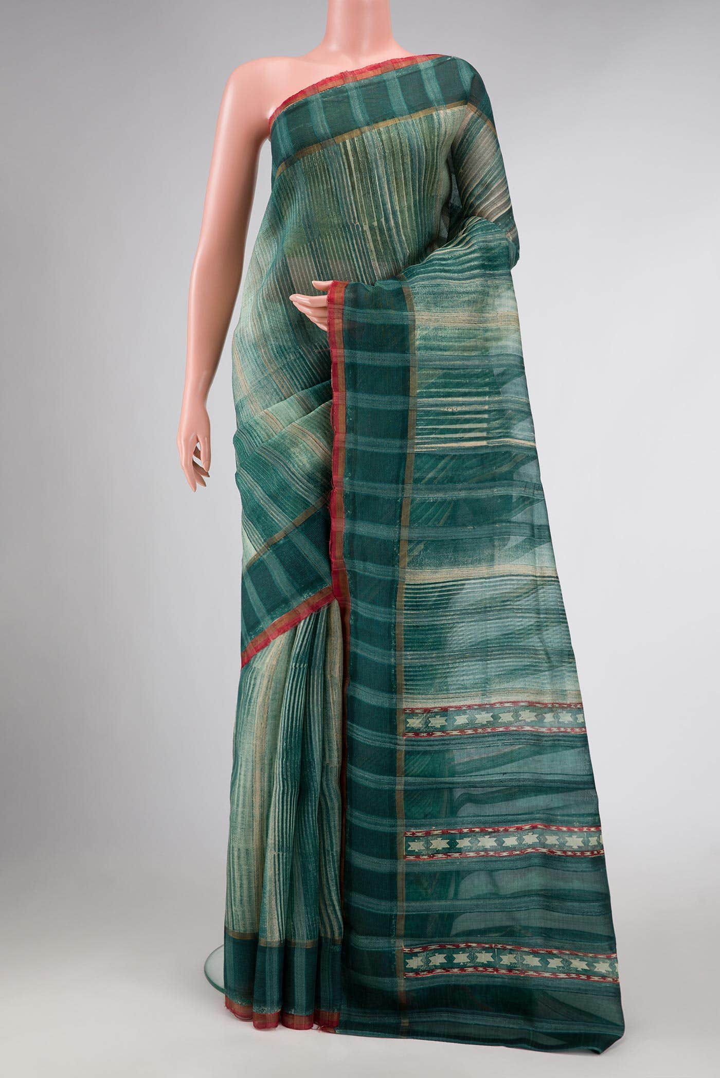 Green Dual Tone Tussar Silk Saree