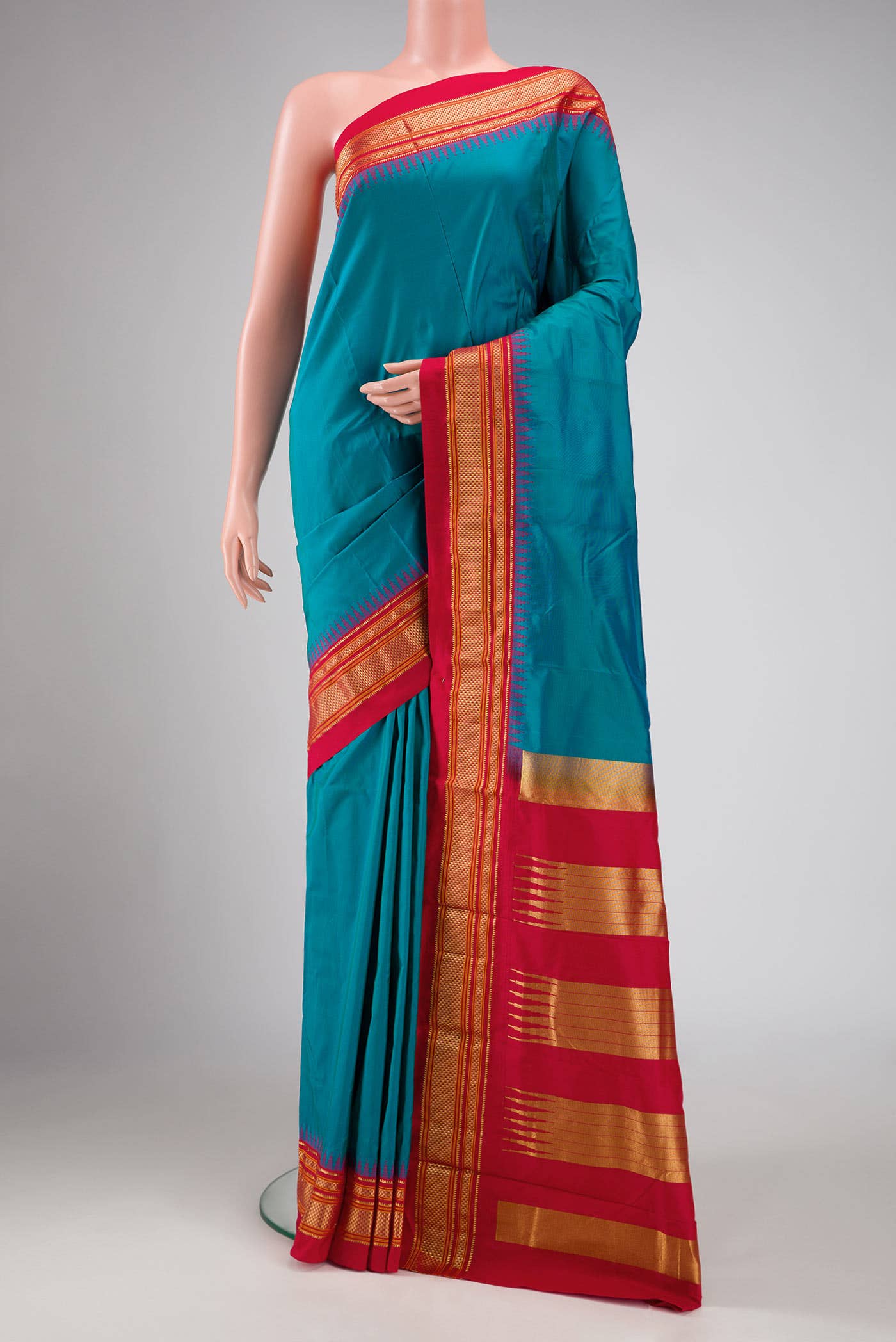 Aqua Blue Dual Tone Kanchipuram Silk Saree