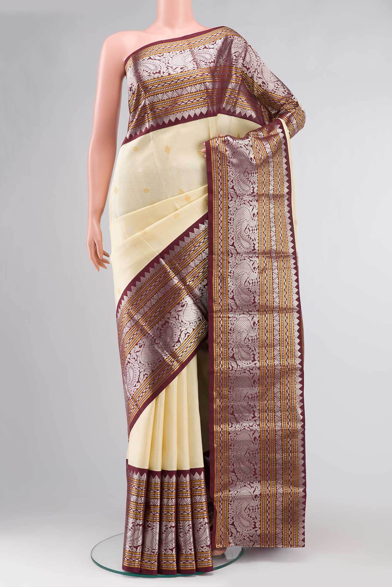 Sandal Kanchipuram Silk Saree