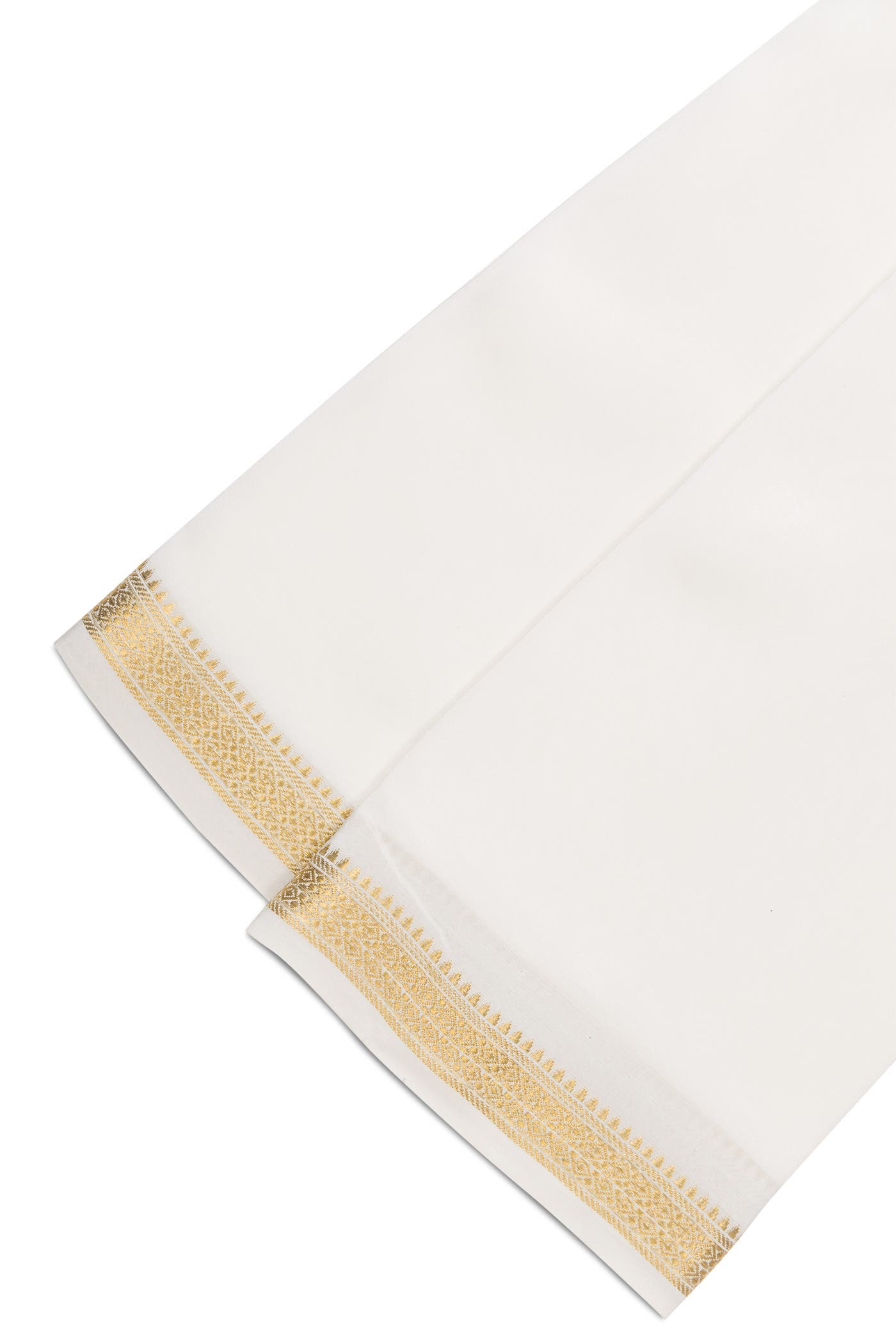 Off White Silk Dhoti With Angavastram (8X4) Muzham