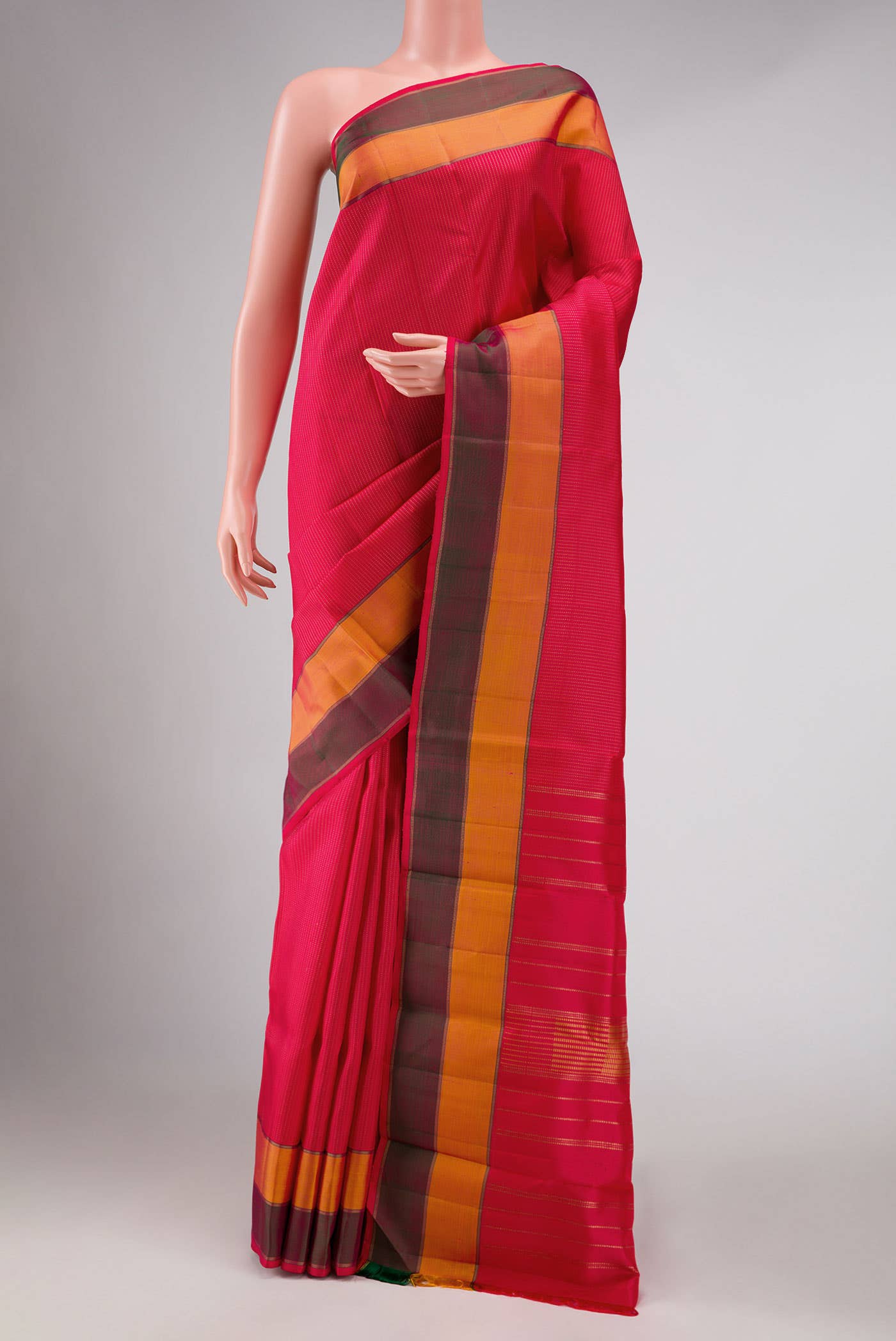 Pure Silk Pure Zari Red Dual Tone Kanchipuram Saree