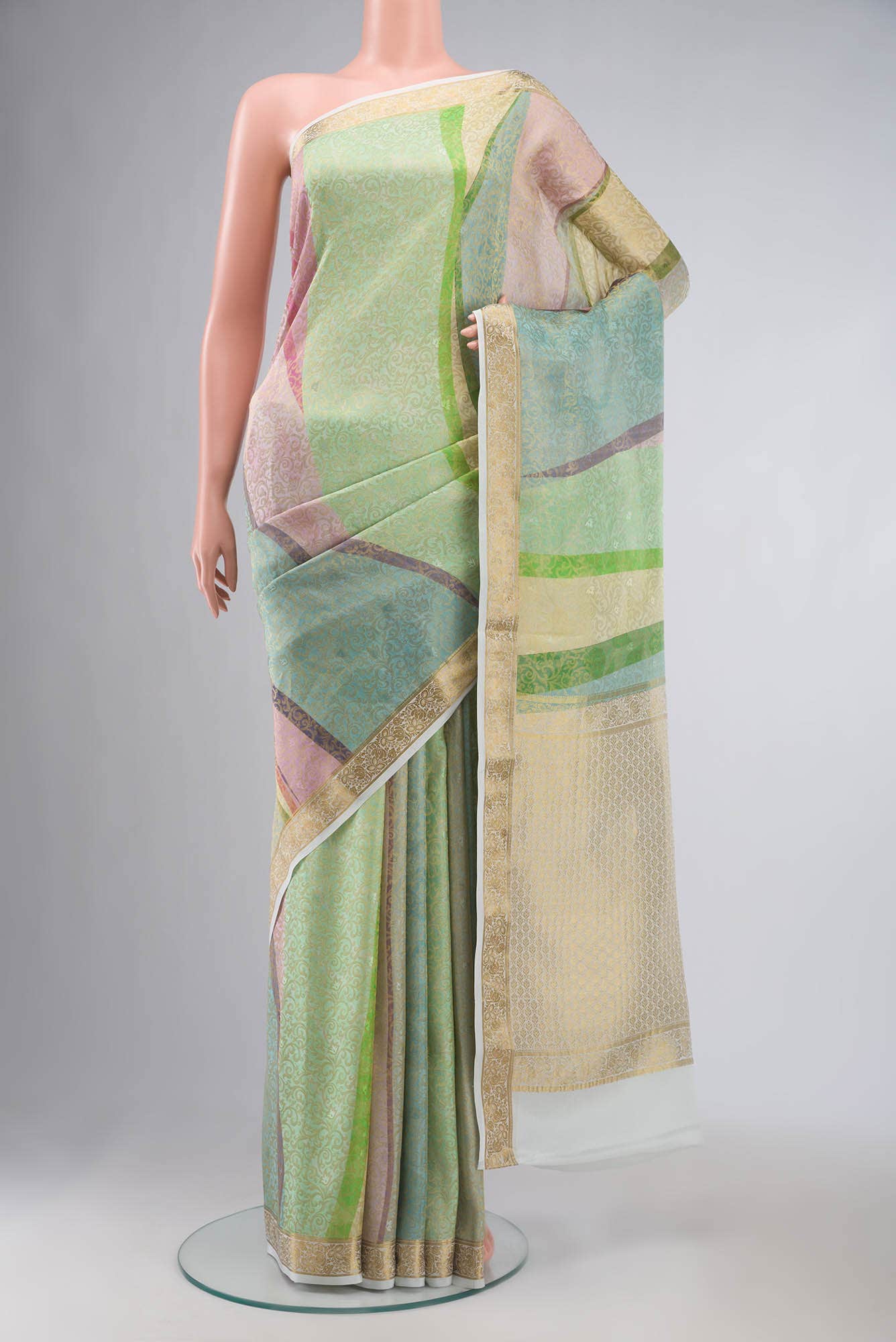 Multi Mysore Crepe Saree