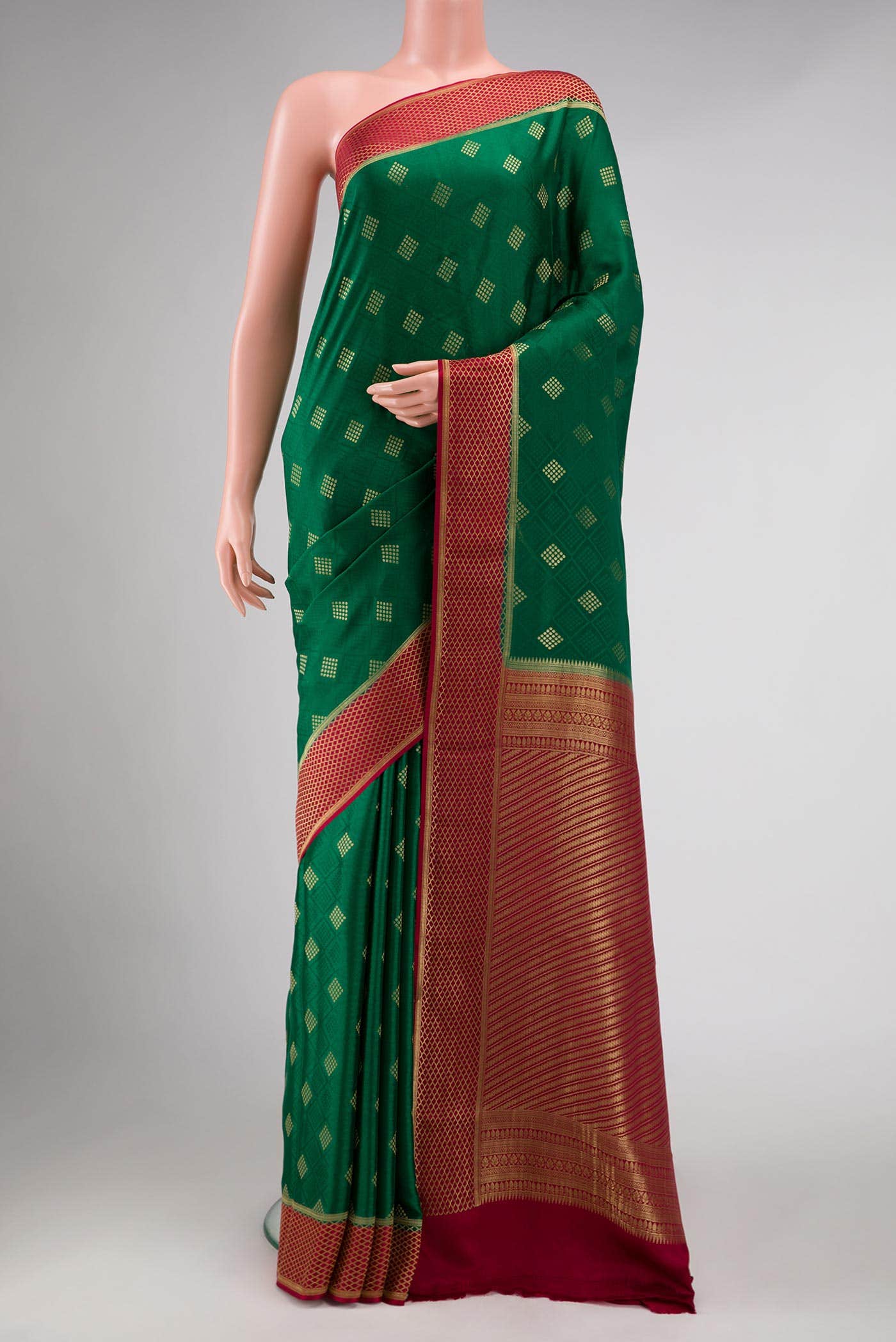 Green Mysore Crepe Saree
