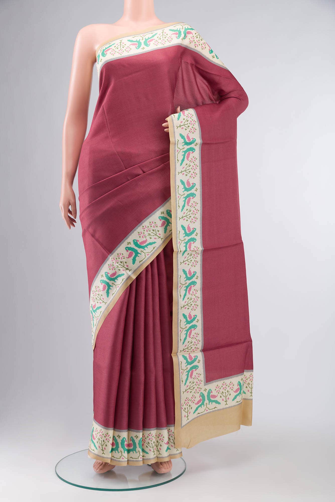 Red Bhagalpuri Tussar Silk Saree