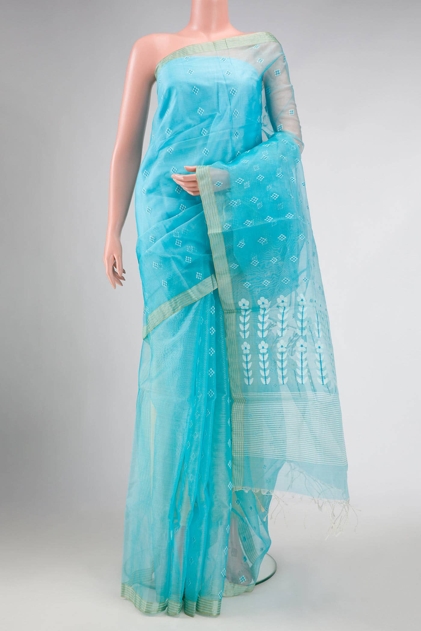 Sky Blue Muslin Silk Saree