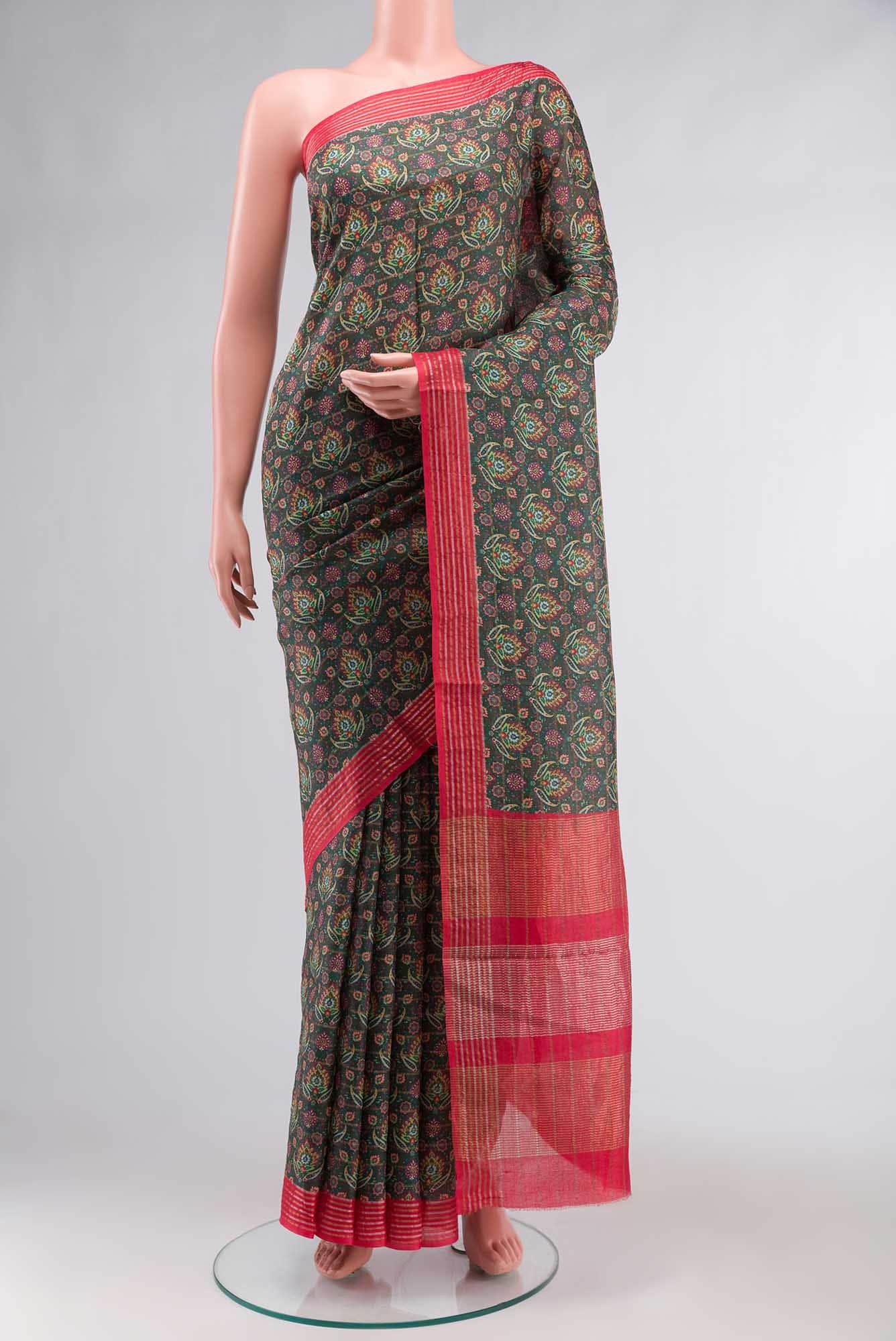 Green Tussar Silk Saree
