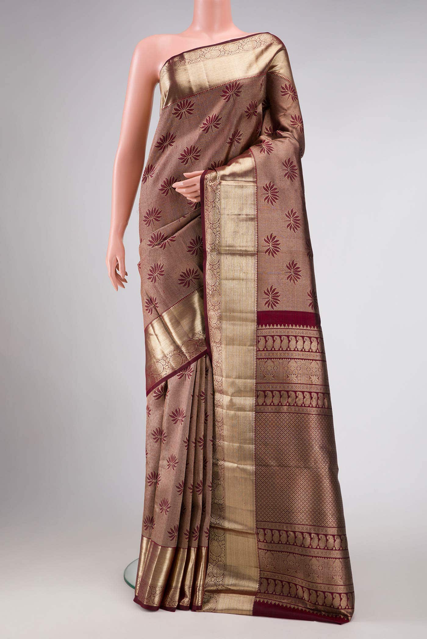 Maroon Dual Tone Kanchipuram Silk Saree