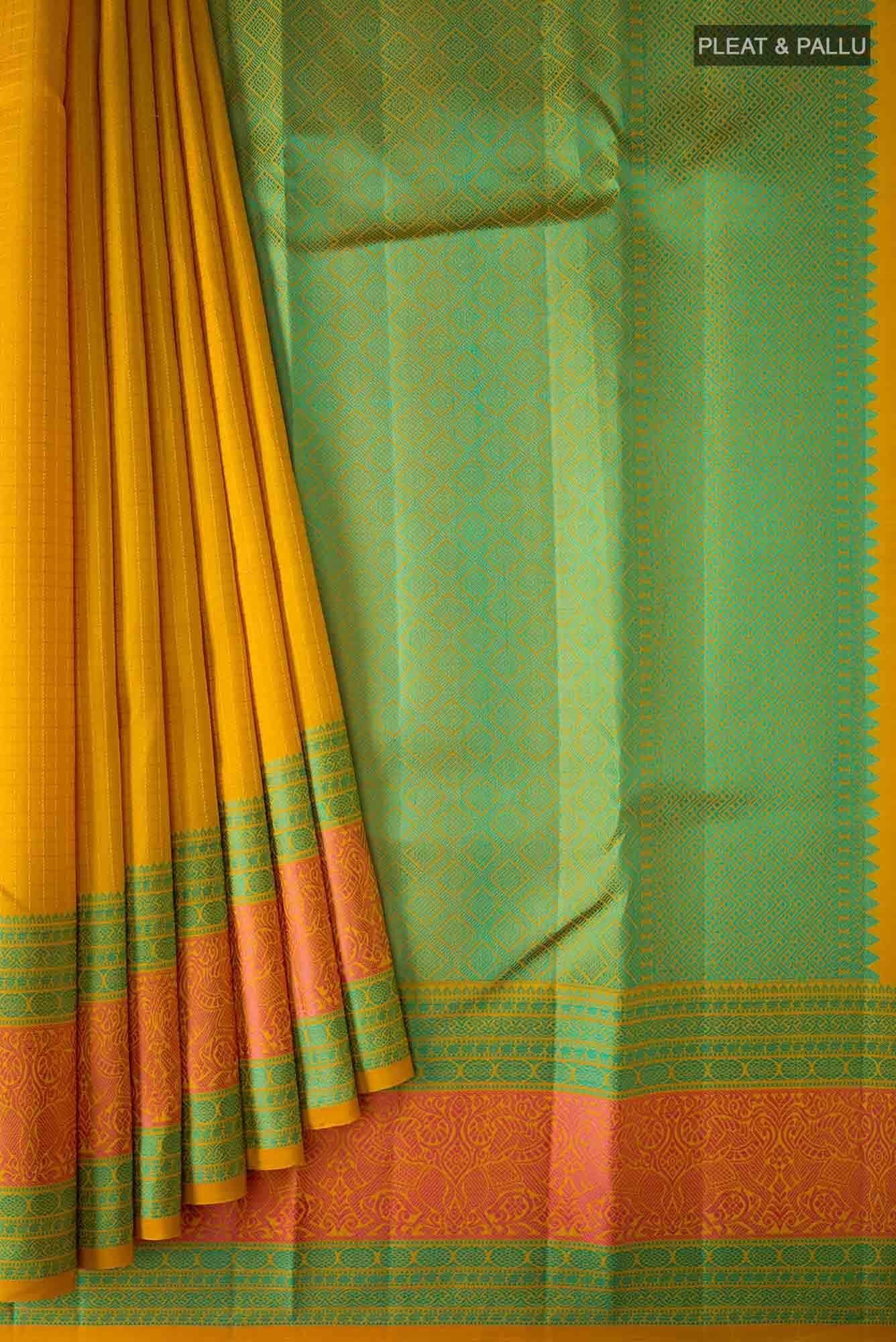 Yellow Dual Tone Kanchipuram Silk Saree