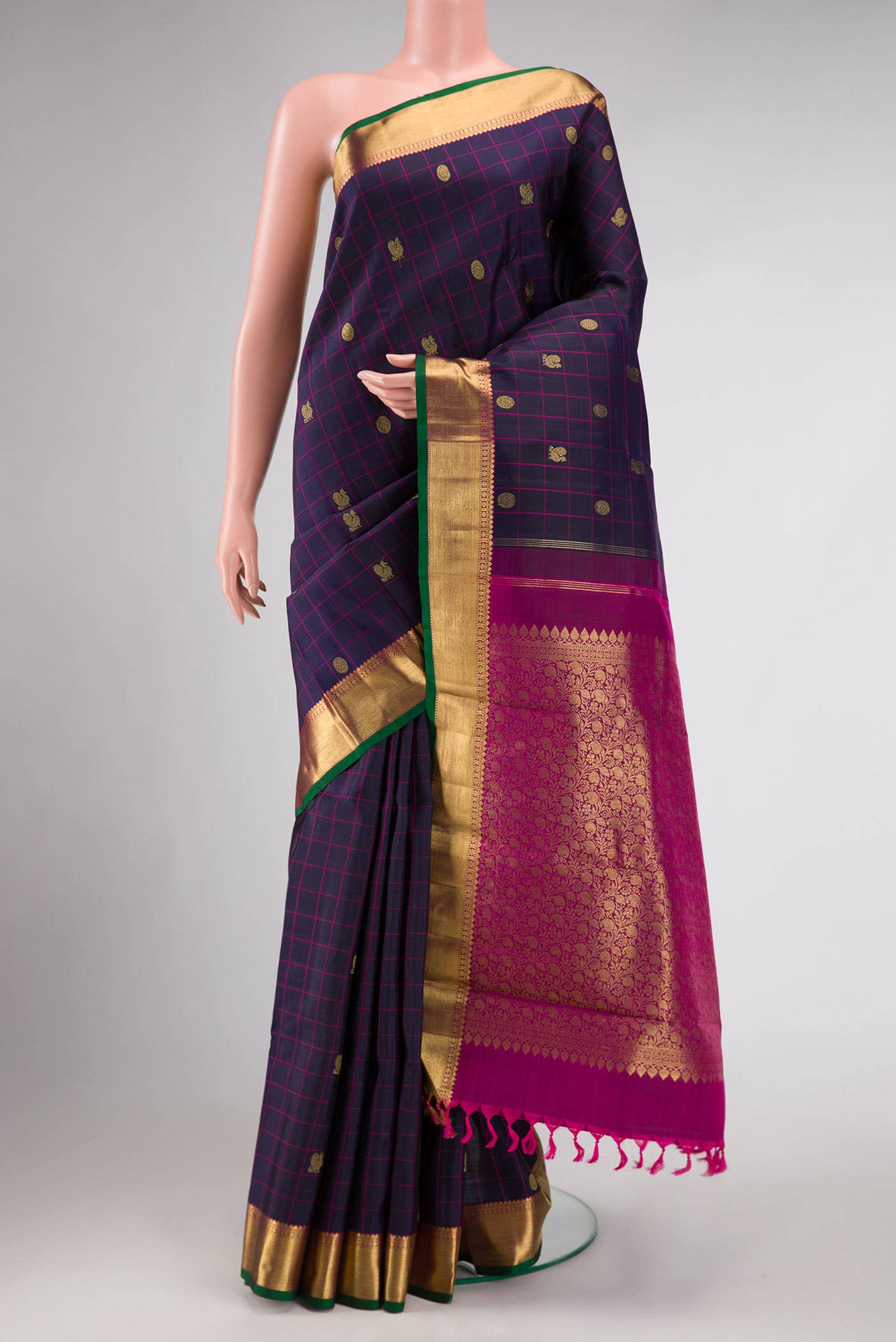 Navy Blue Dual Tone Kanchipuram Silk Saree