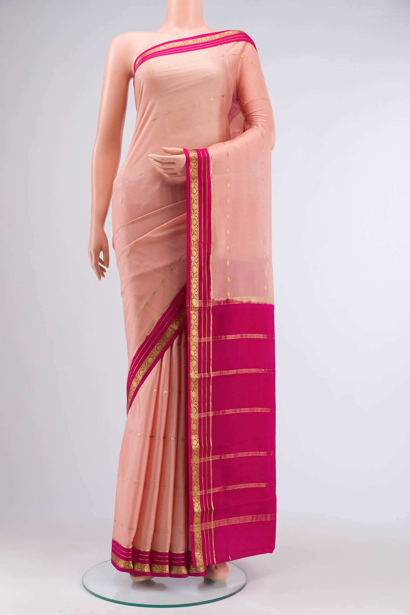 Pink Mysore Crepe Saree