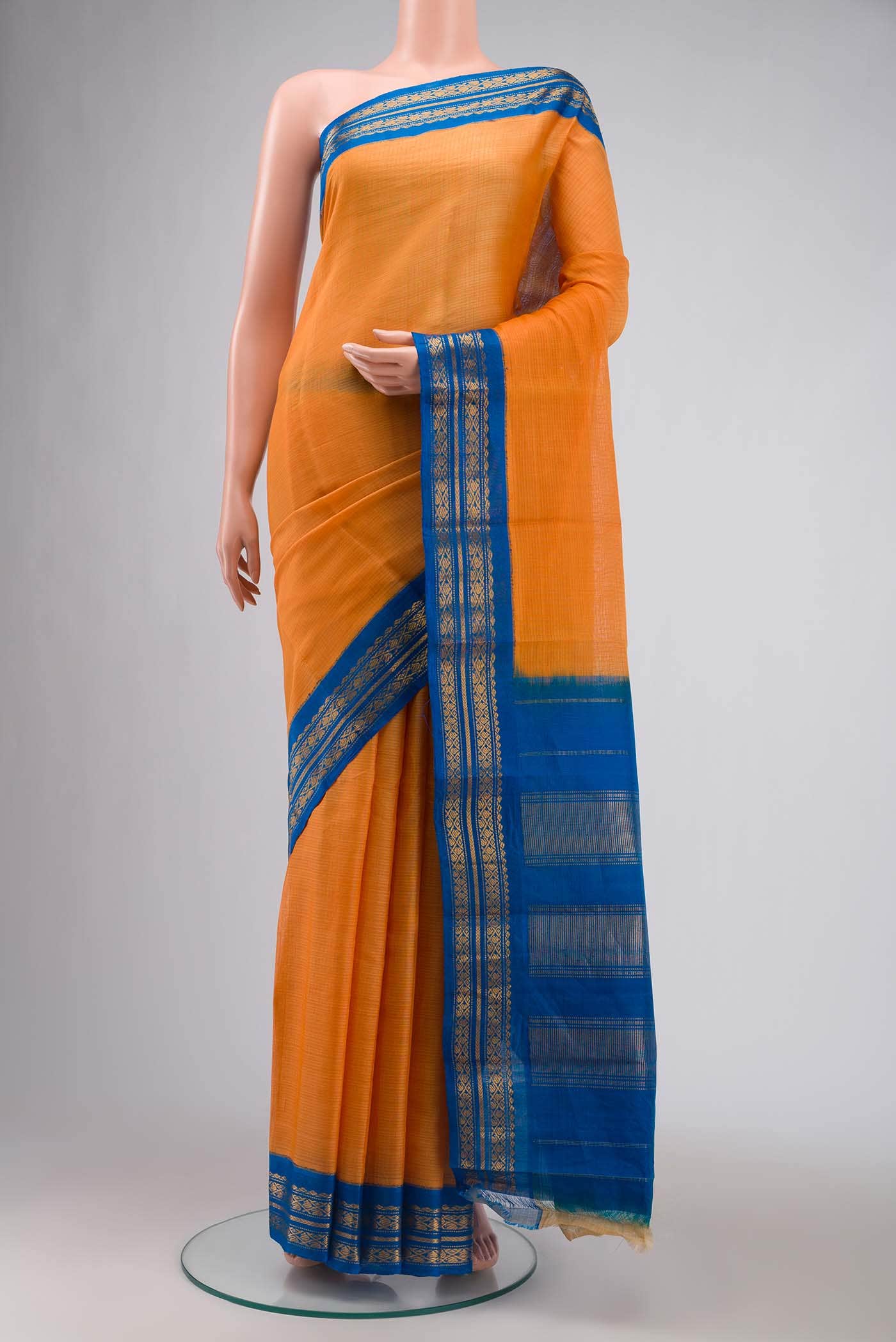 Orange Gadwal cotton Saree
