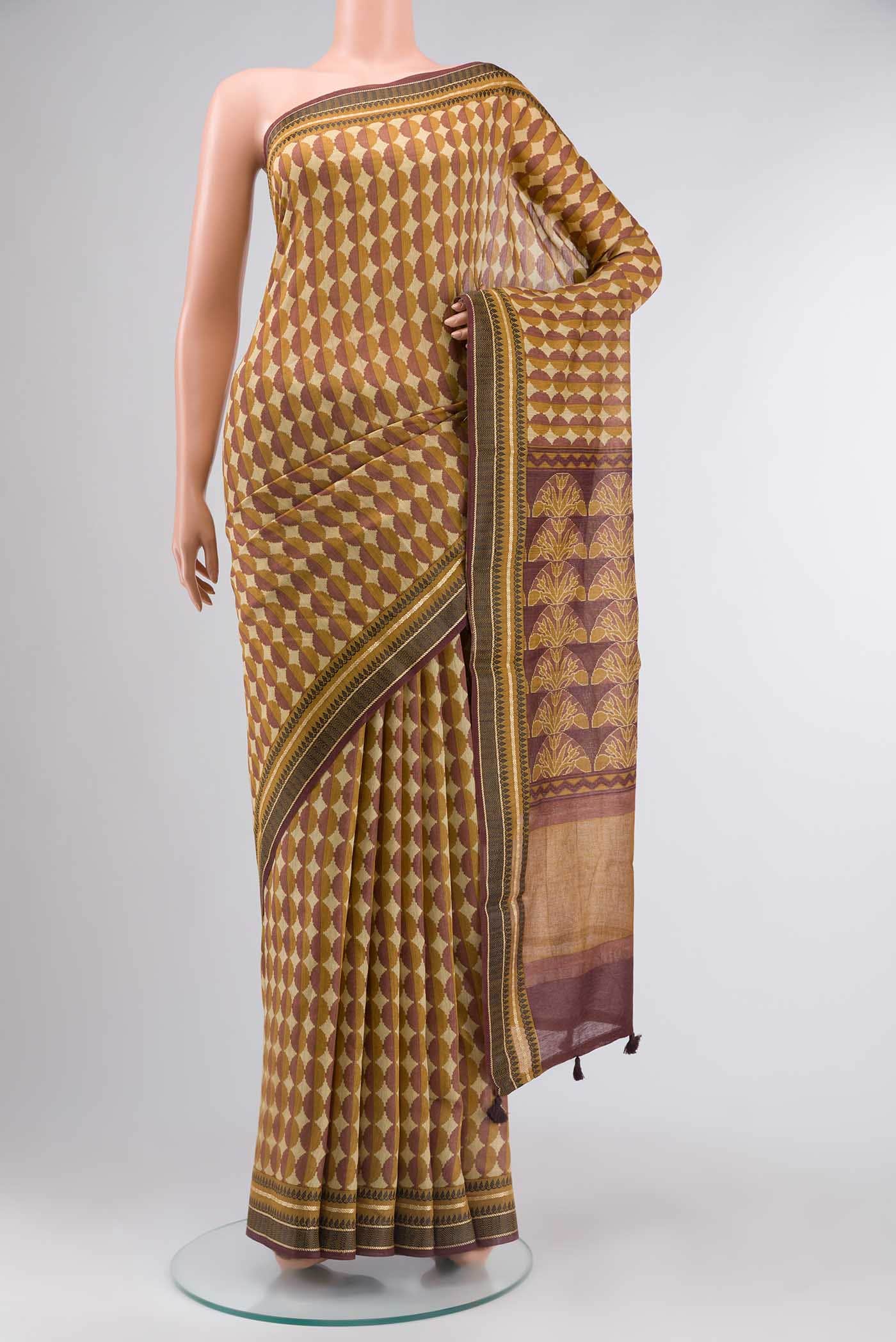 Brown Tussar Silk Saree