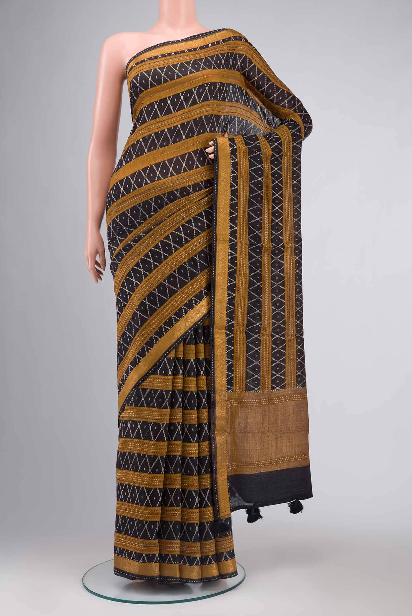 Black Bhagalpuri Tussar Silk Saree