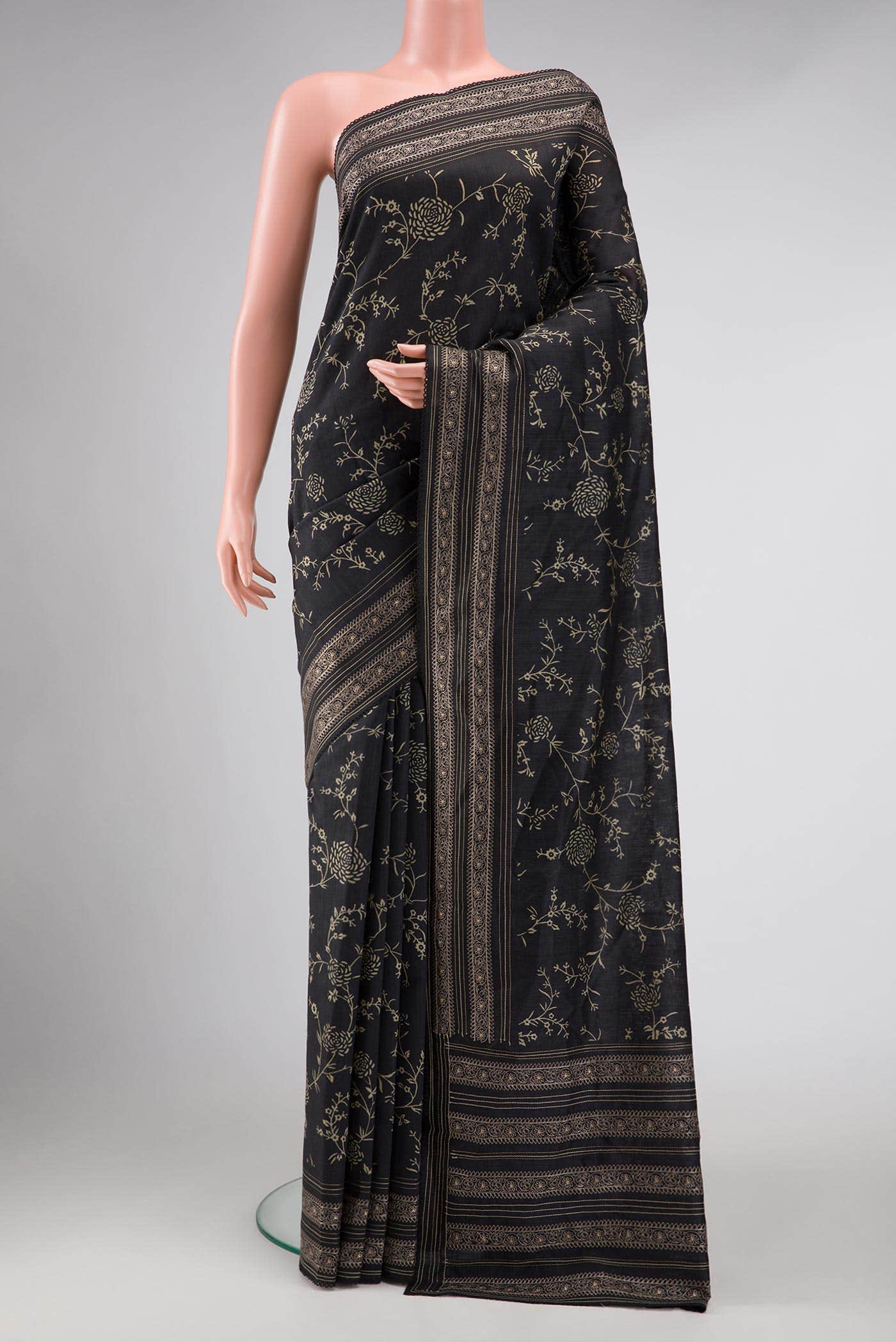 Black Tussar Silk Saree