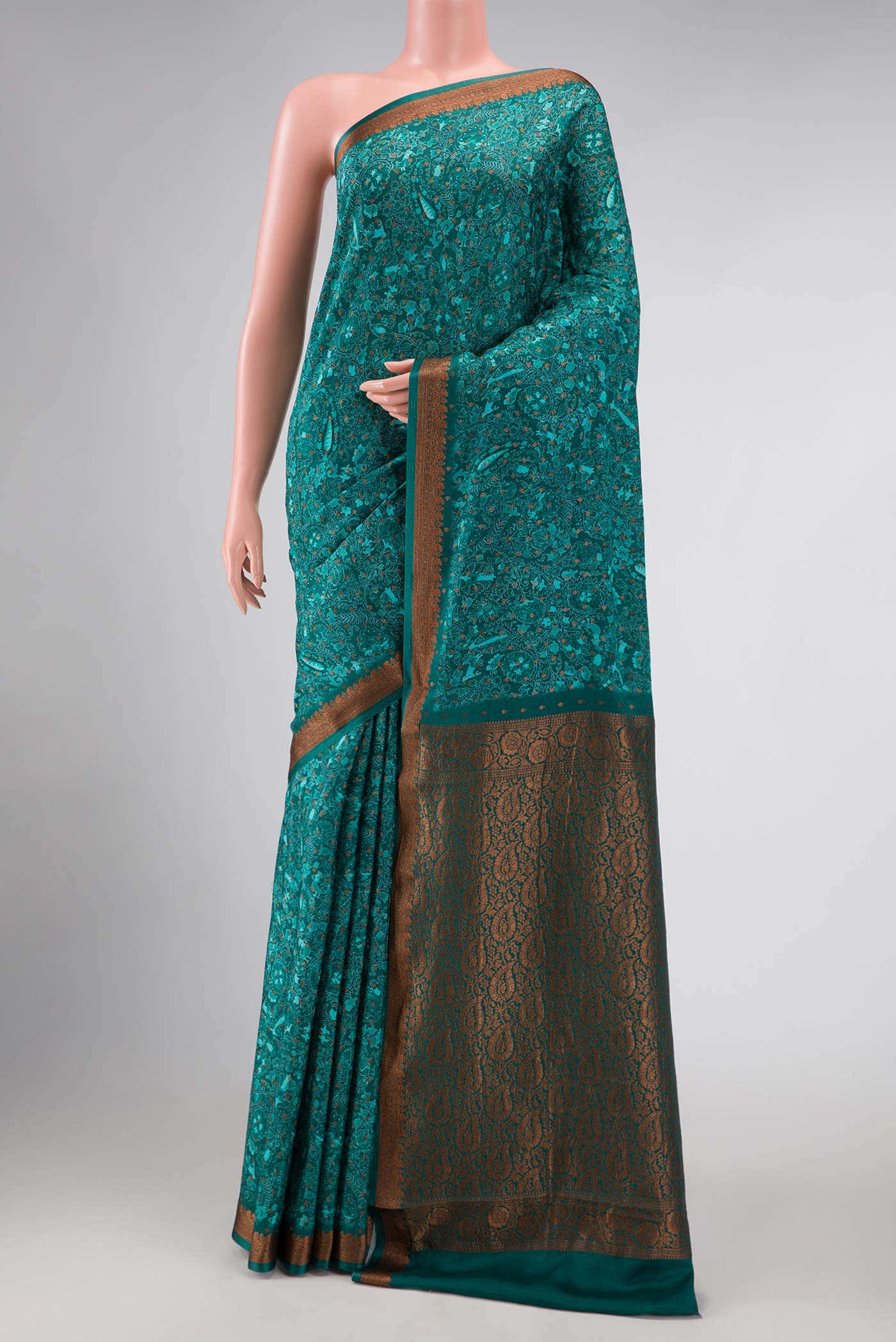 Green Mysore Crepe Saree