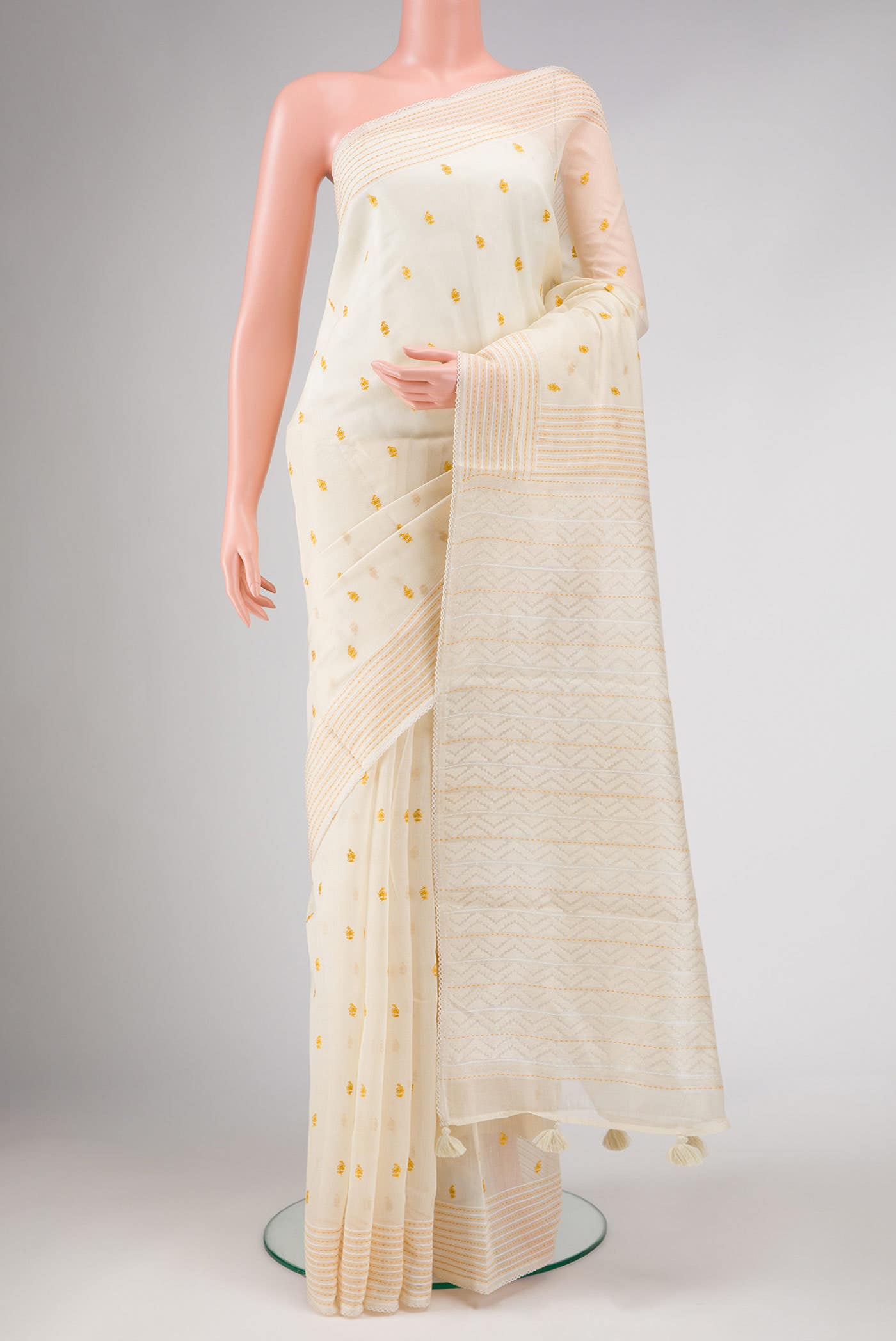 Off White Chanderi Silk Saree