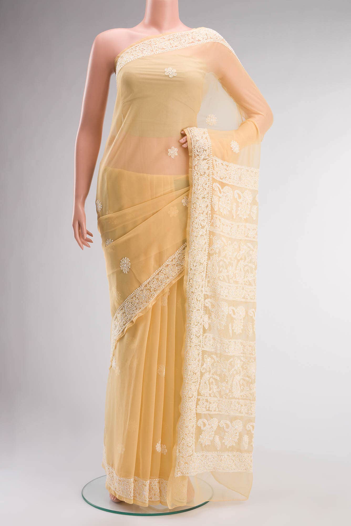 Sandal Chikankari Georgette Saree