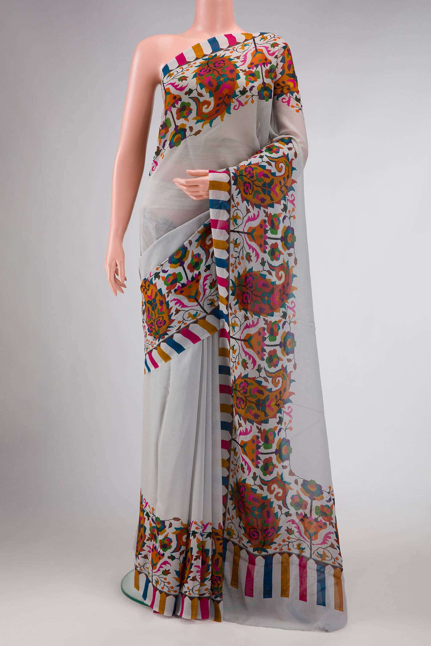 Grey Dual Tone Mysore Georgette Saree