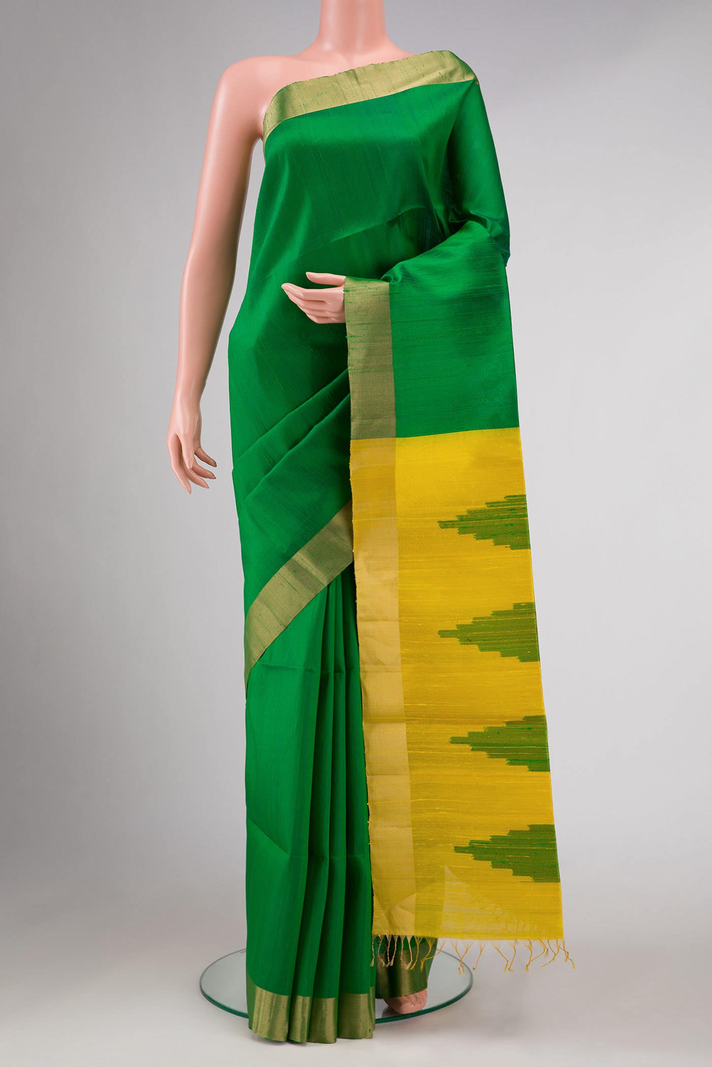 Green Dual Tone Raw Silk Saree