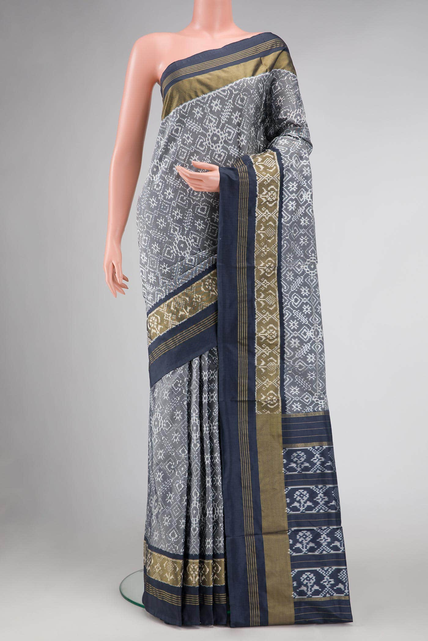 Grey Double Ikat Saree