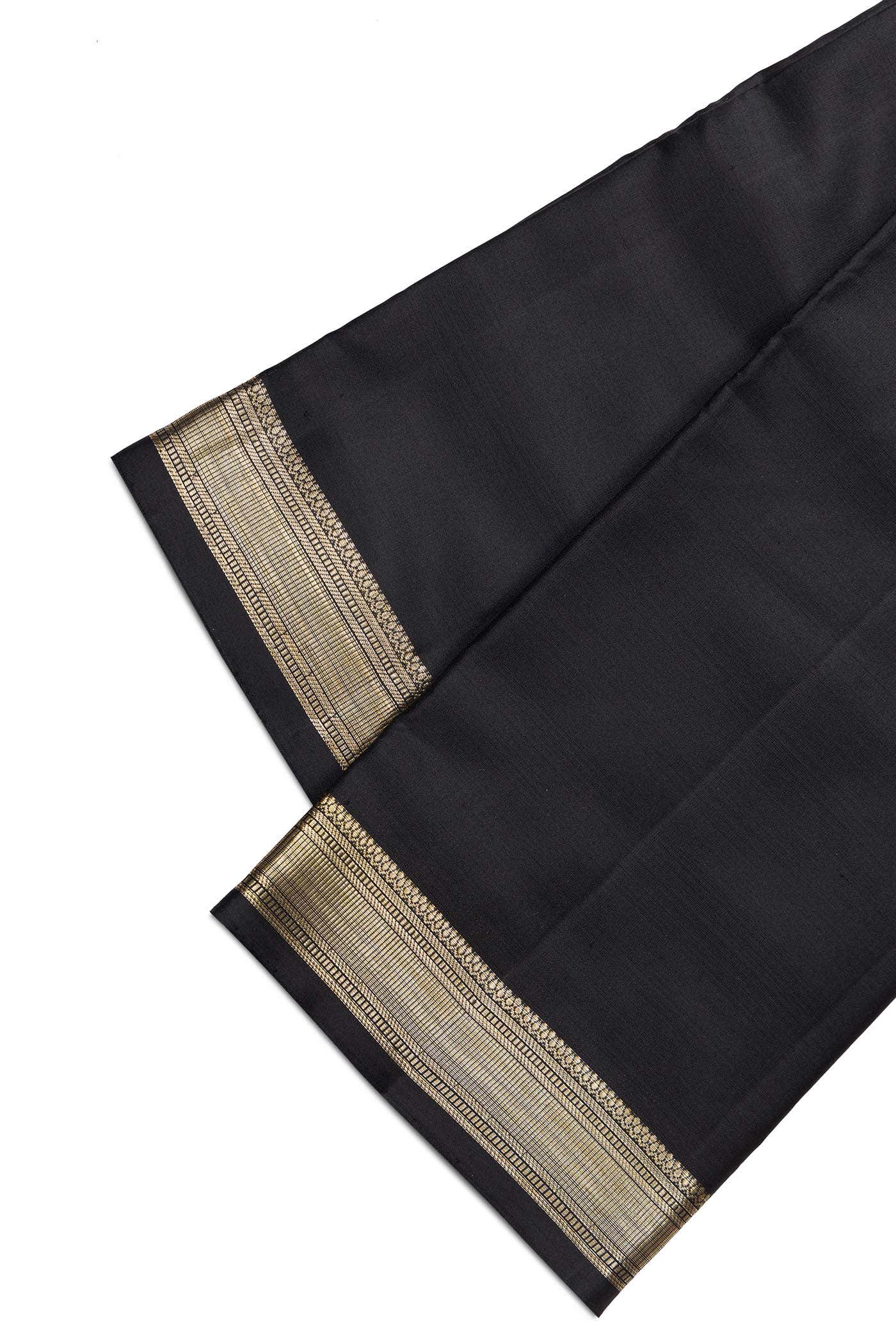 Black Silk Dhoti With Angavastram (9X 5) Muzham