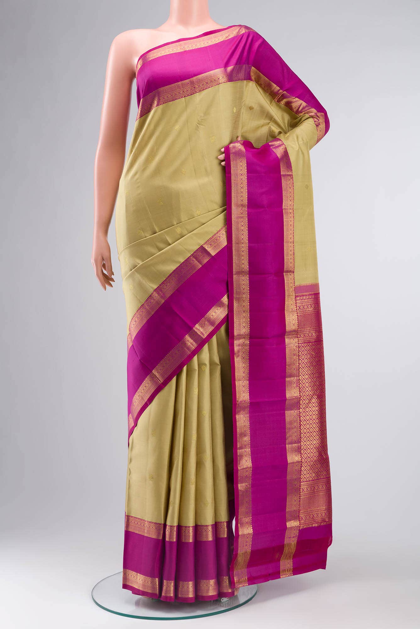 Beige Kanchipuram Silk Saree
