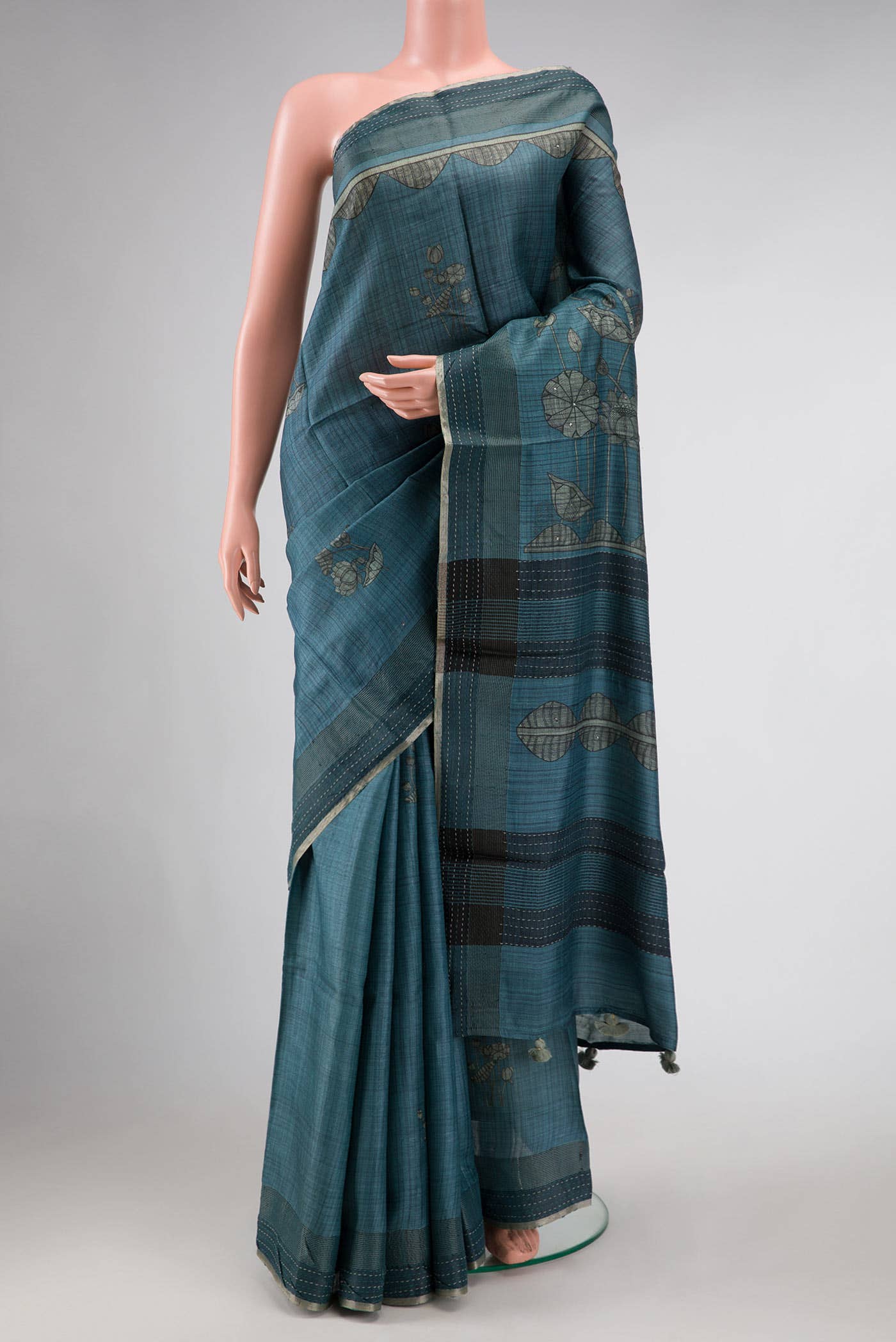 Maya Blue Tussar Silk Saree