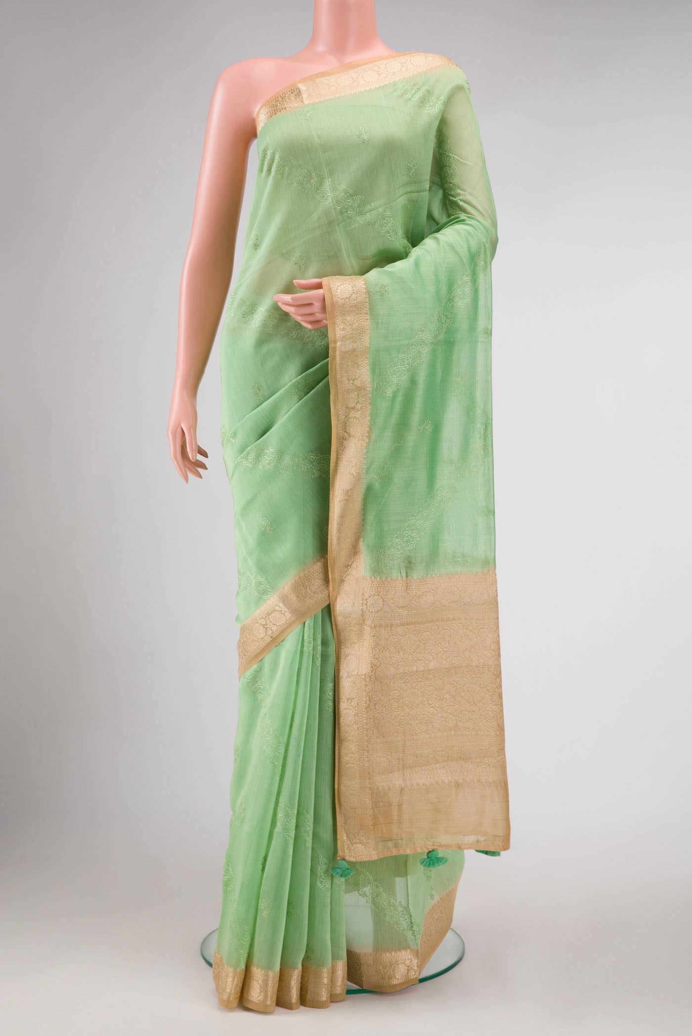 Sea Green Chanderi Silk Saree