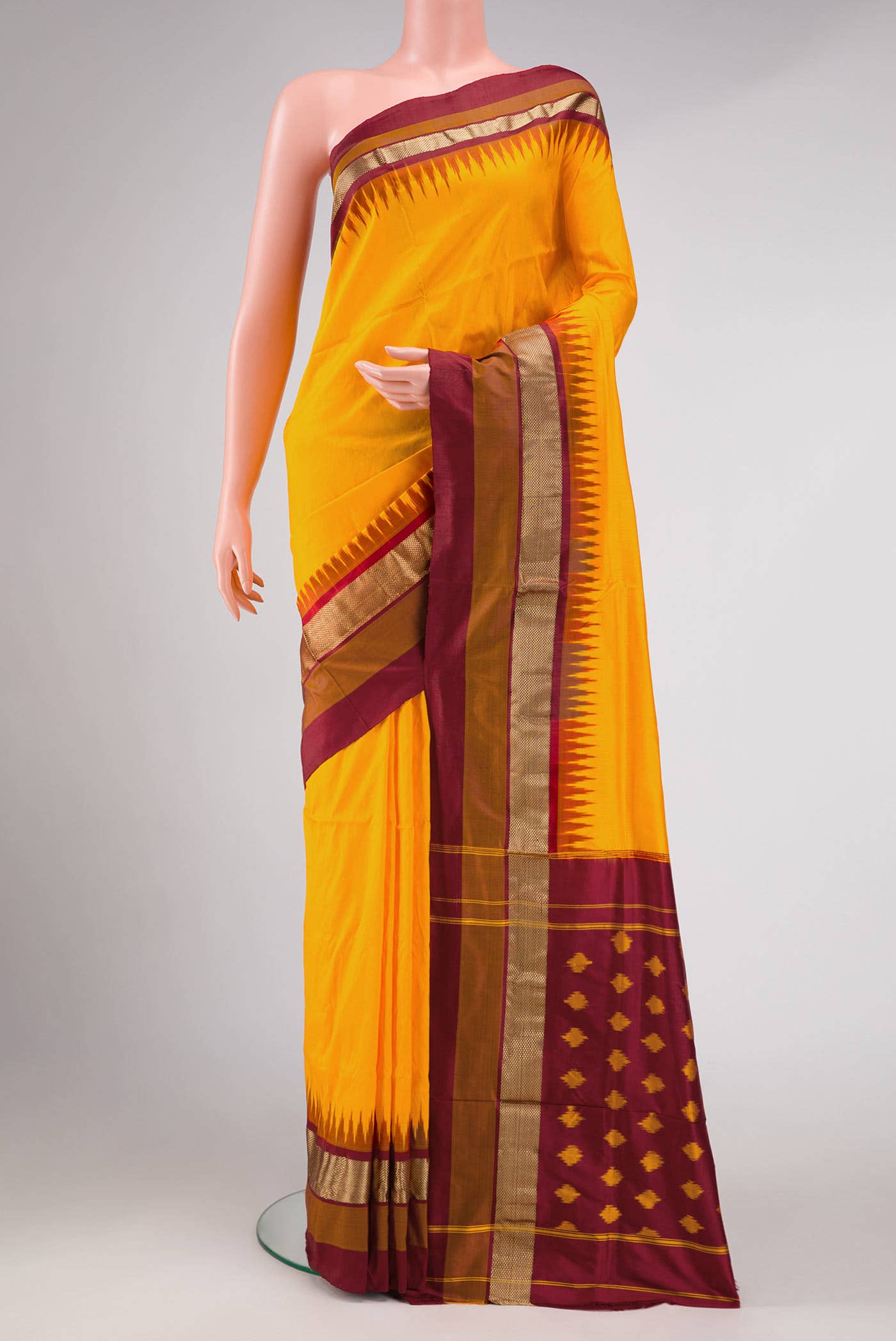 Yellow Pochampally Silk Saree