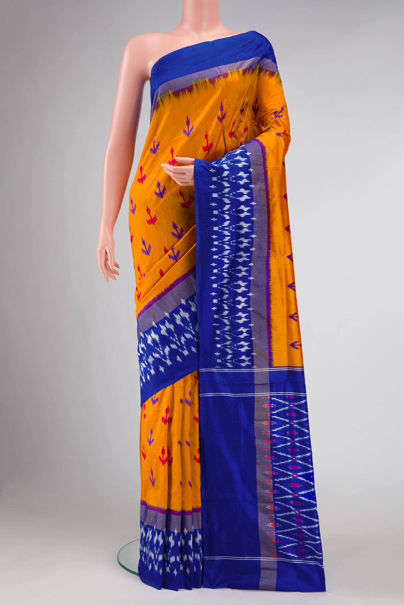 Mustard Double Ikat Saree