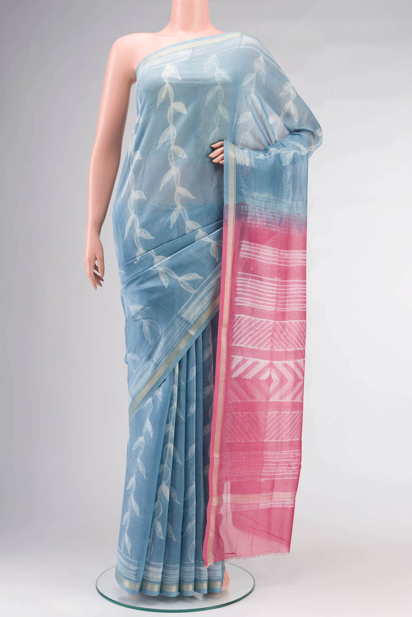 Blue Chanderi Silk Cotton Saree