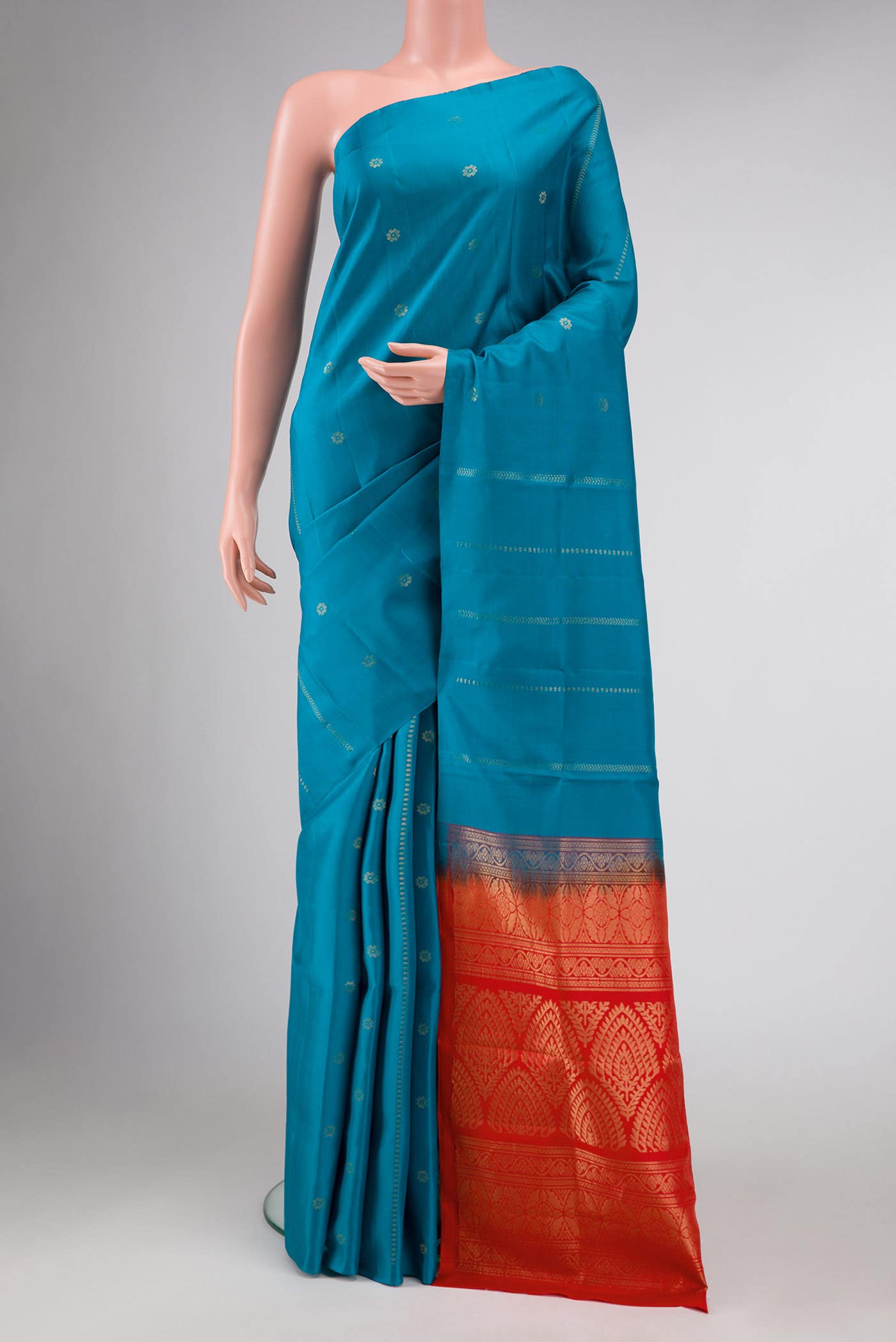 Peacock Blue Soft Silk Saree