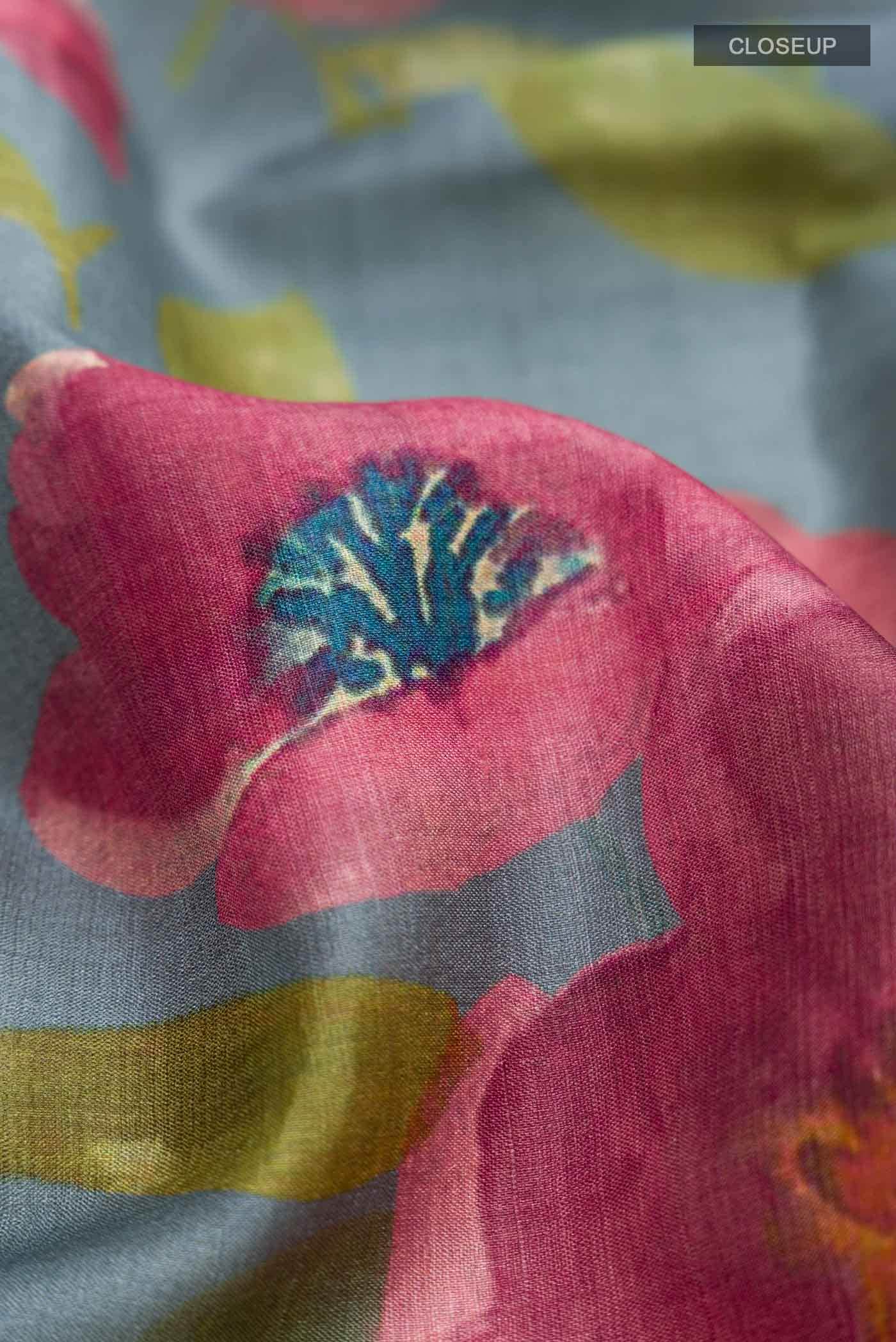 Grey Bhagalpuri Tussar Silk Saree