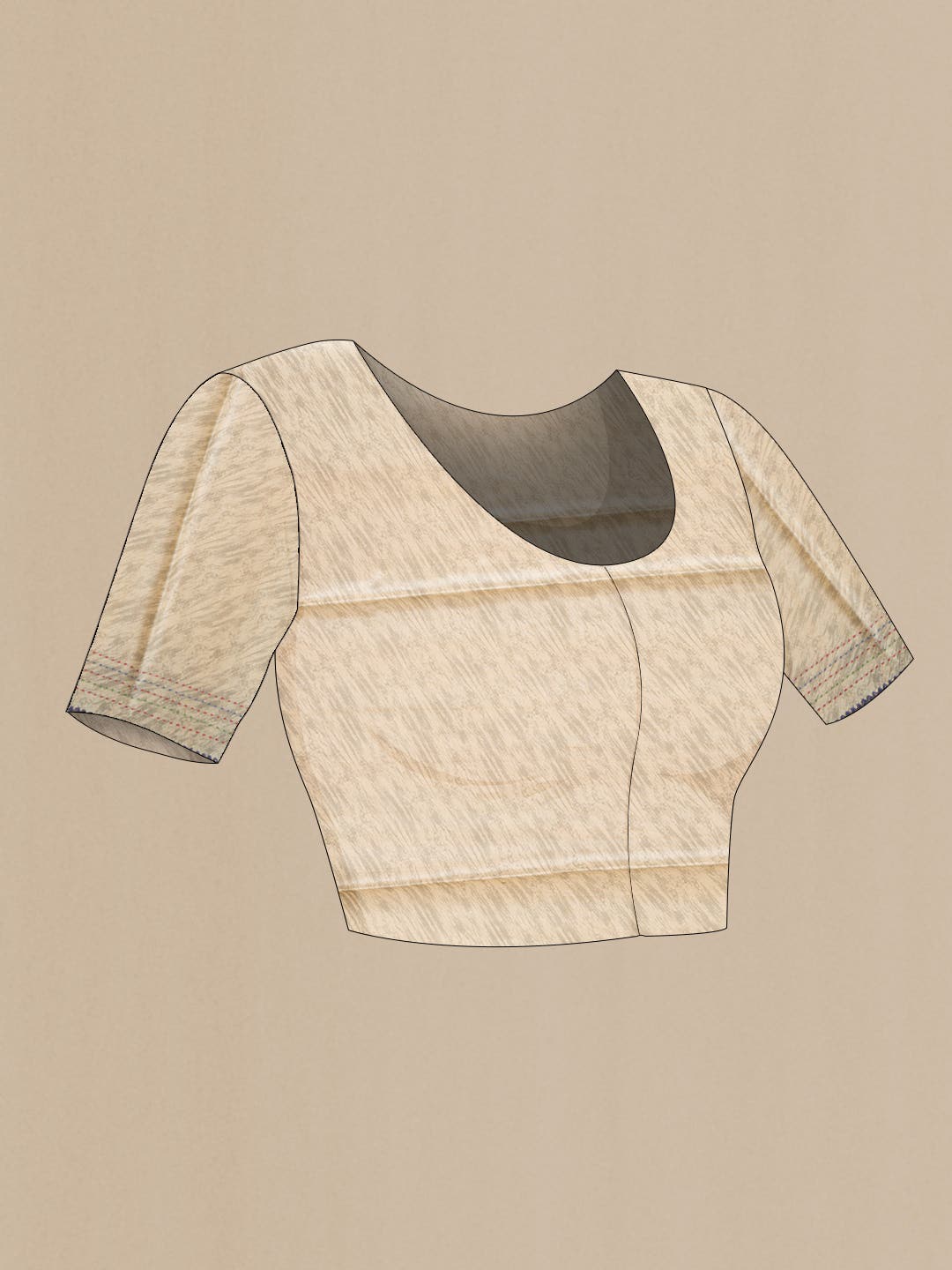 Beige Tussar Silk Saree