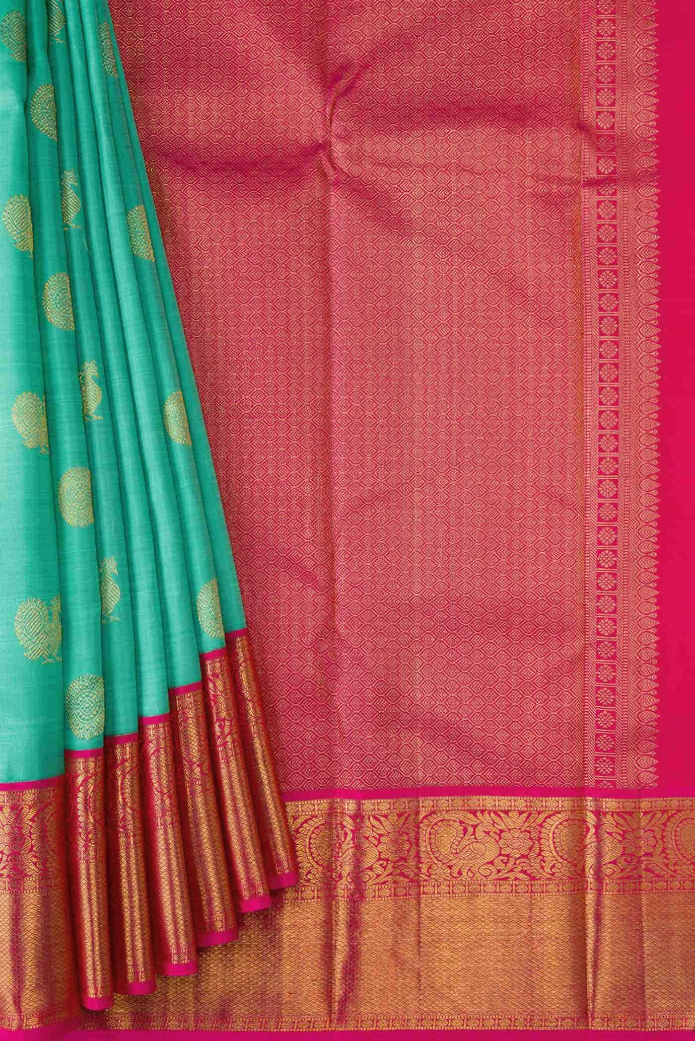 Sea Green Kanchipuram Silk Saree