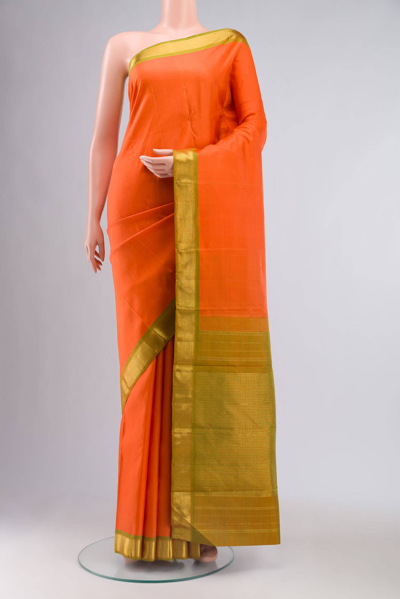 Orange Kanchipuram Silk Saree