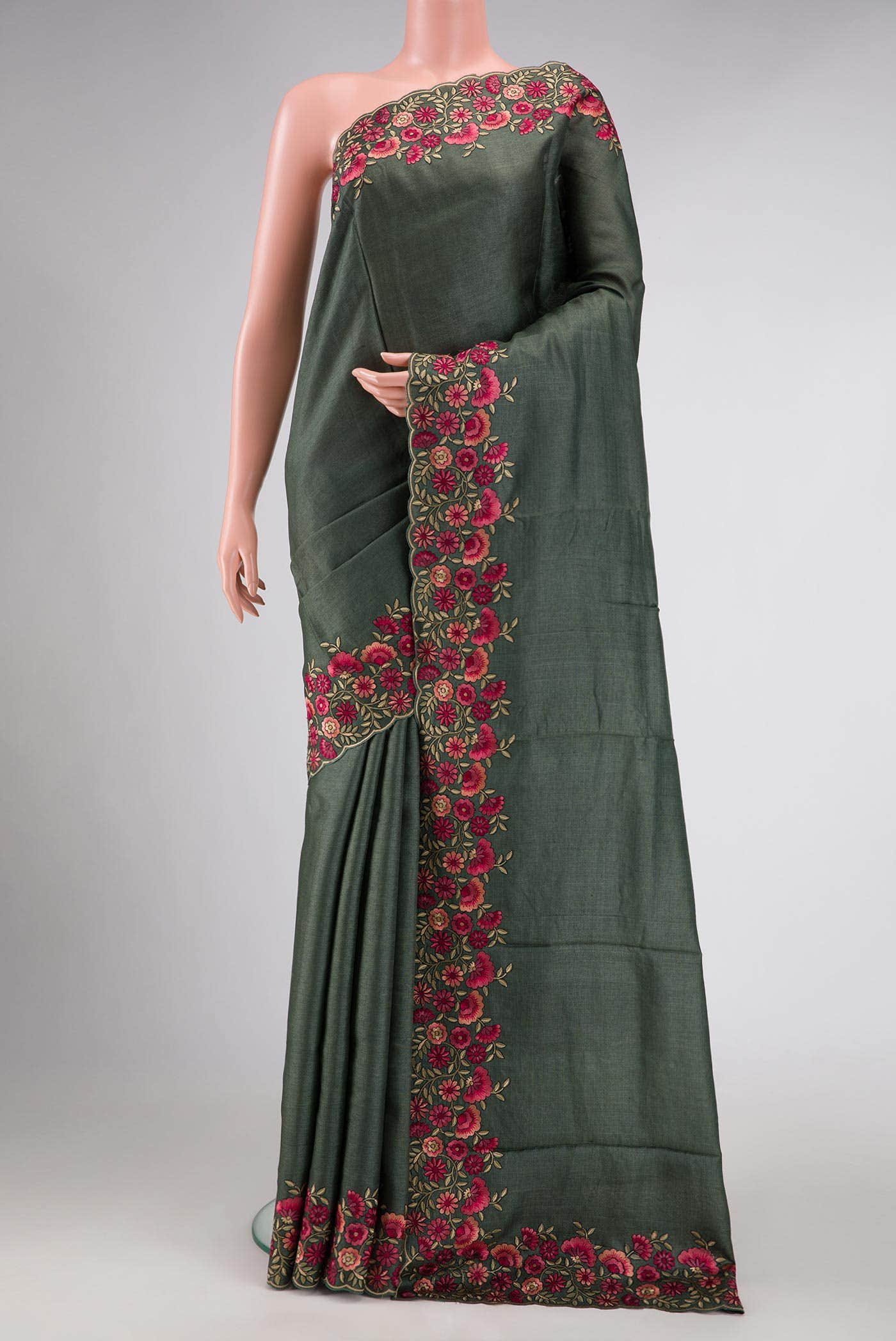 Green Dual Tone Tussar Silk Saree