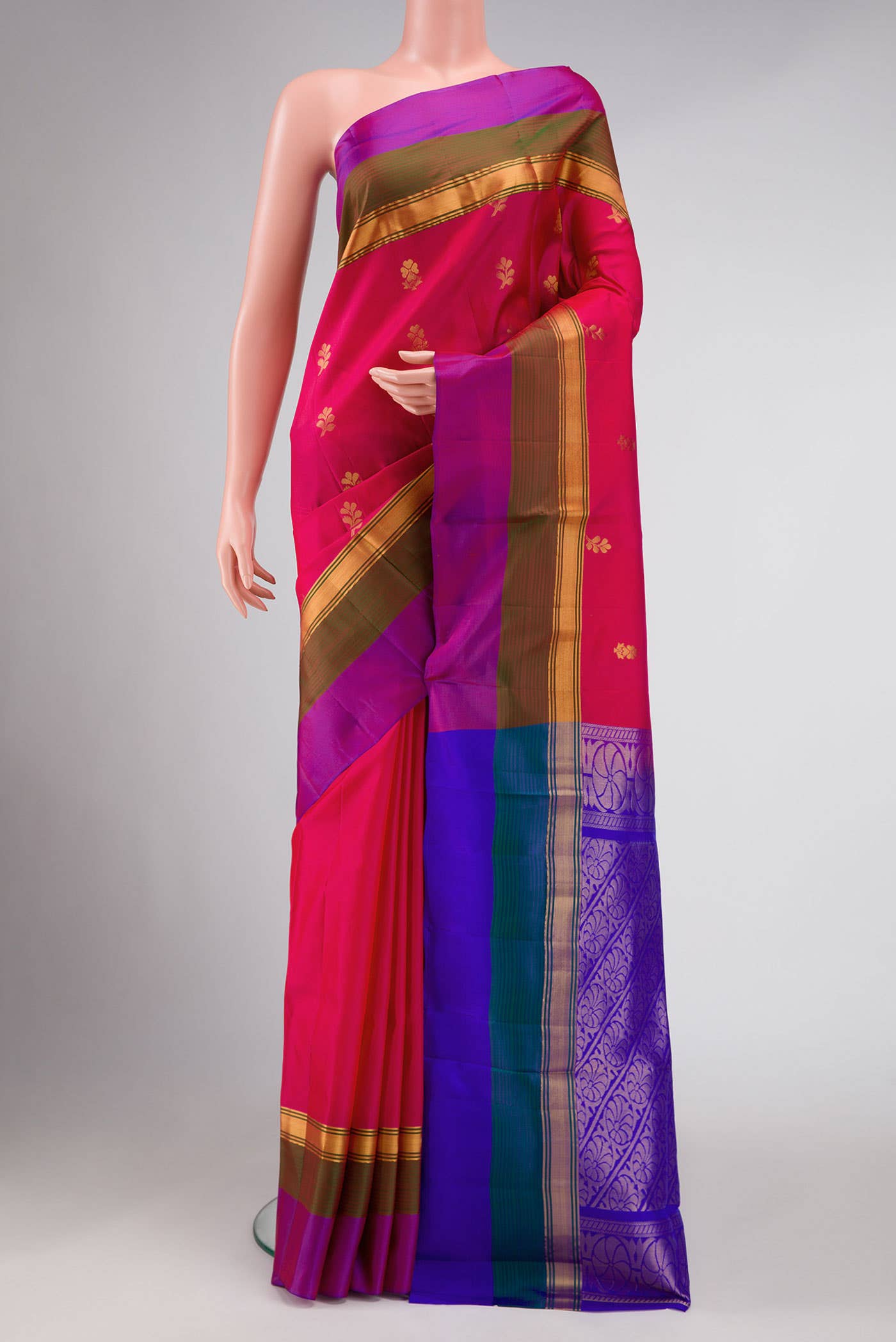 Dark Pink Dual Tone Soft Silk Saree