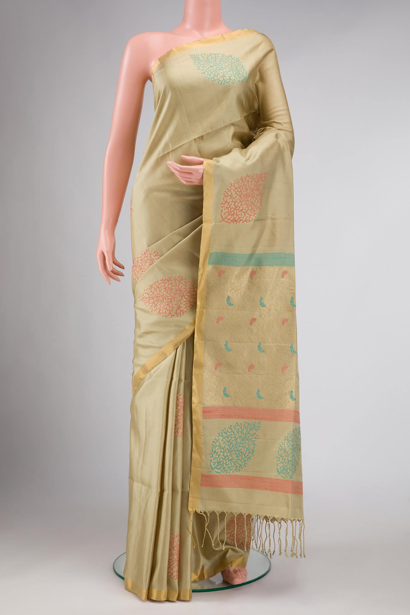 Dark Beige Dual Tone Soft Silk Saree
