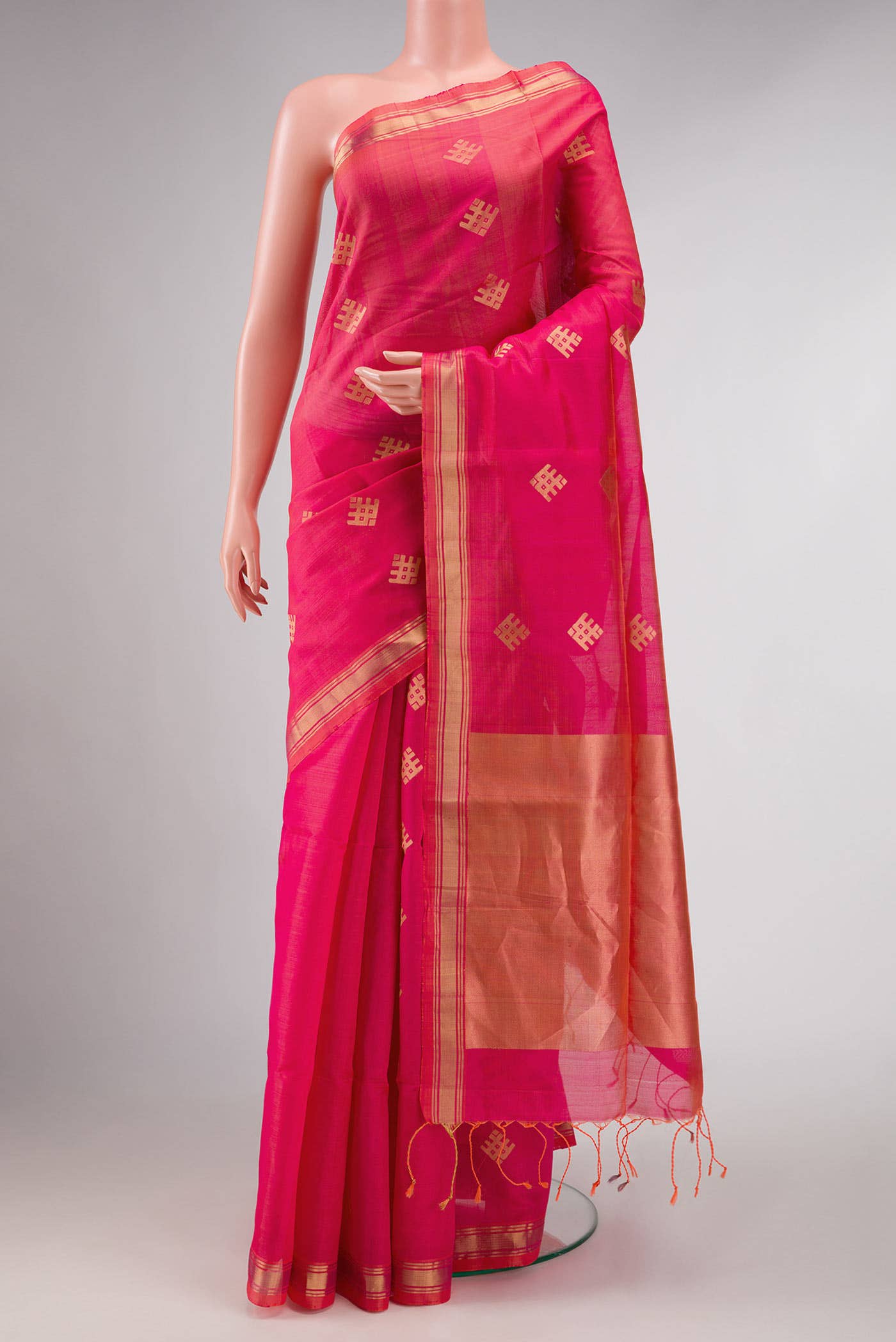 Pink Dual Tone Soft Silk Saree